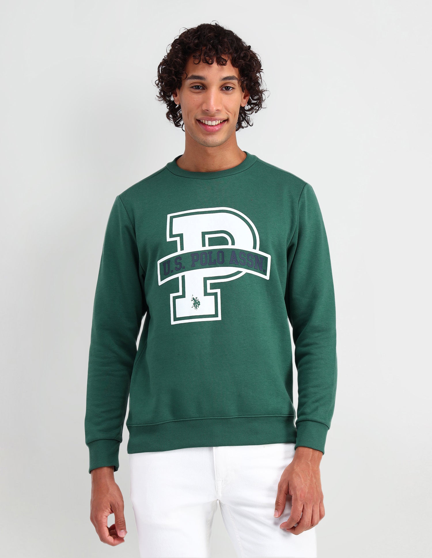 Crew Neck Regular Fit Sweatshirt Dark Green - U.S. Polo Assn. India | Large