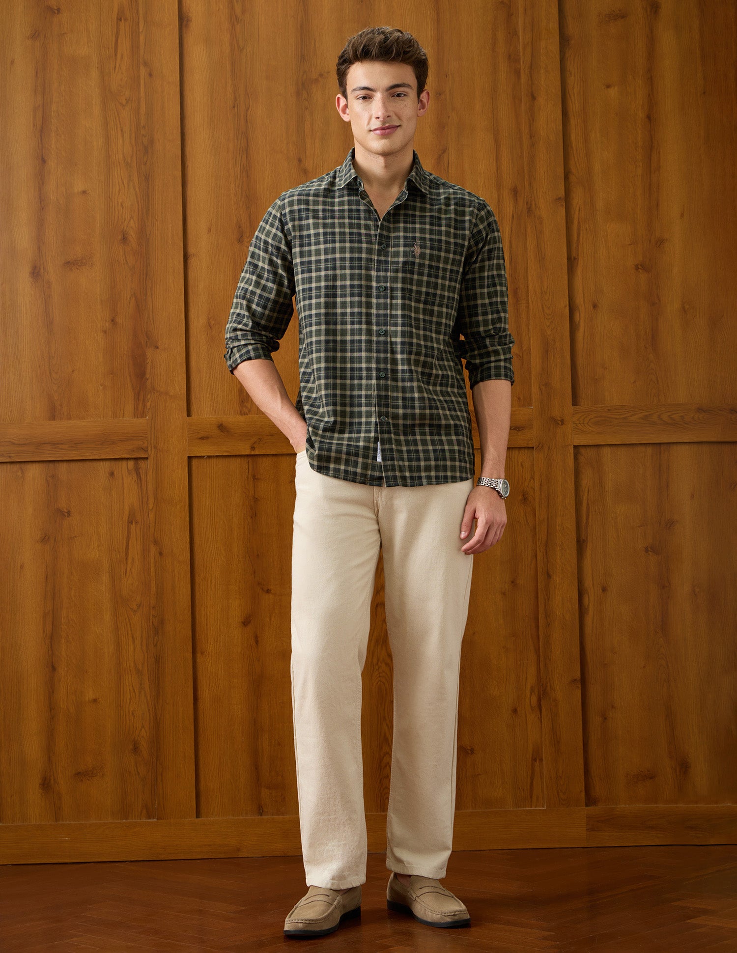 Tartan Checked Regular Fit Shirt Olive - U.S. Polo Assn. India | Large