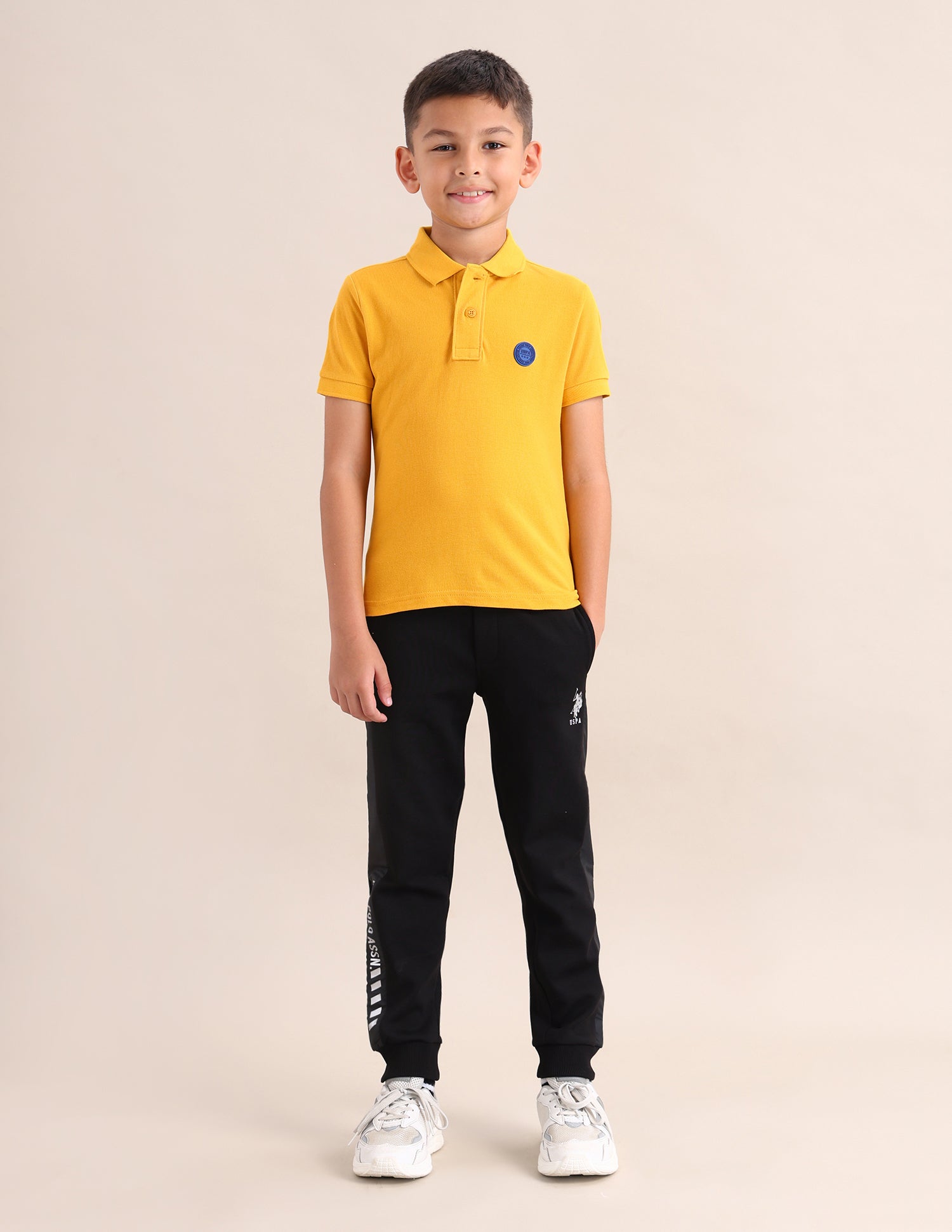 Boys Solid Cotton T-Shirt Mustard - U.S. POLO ASSN. | Large