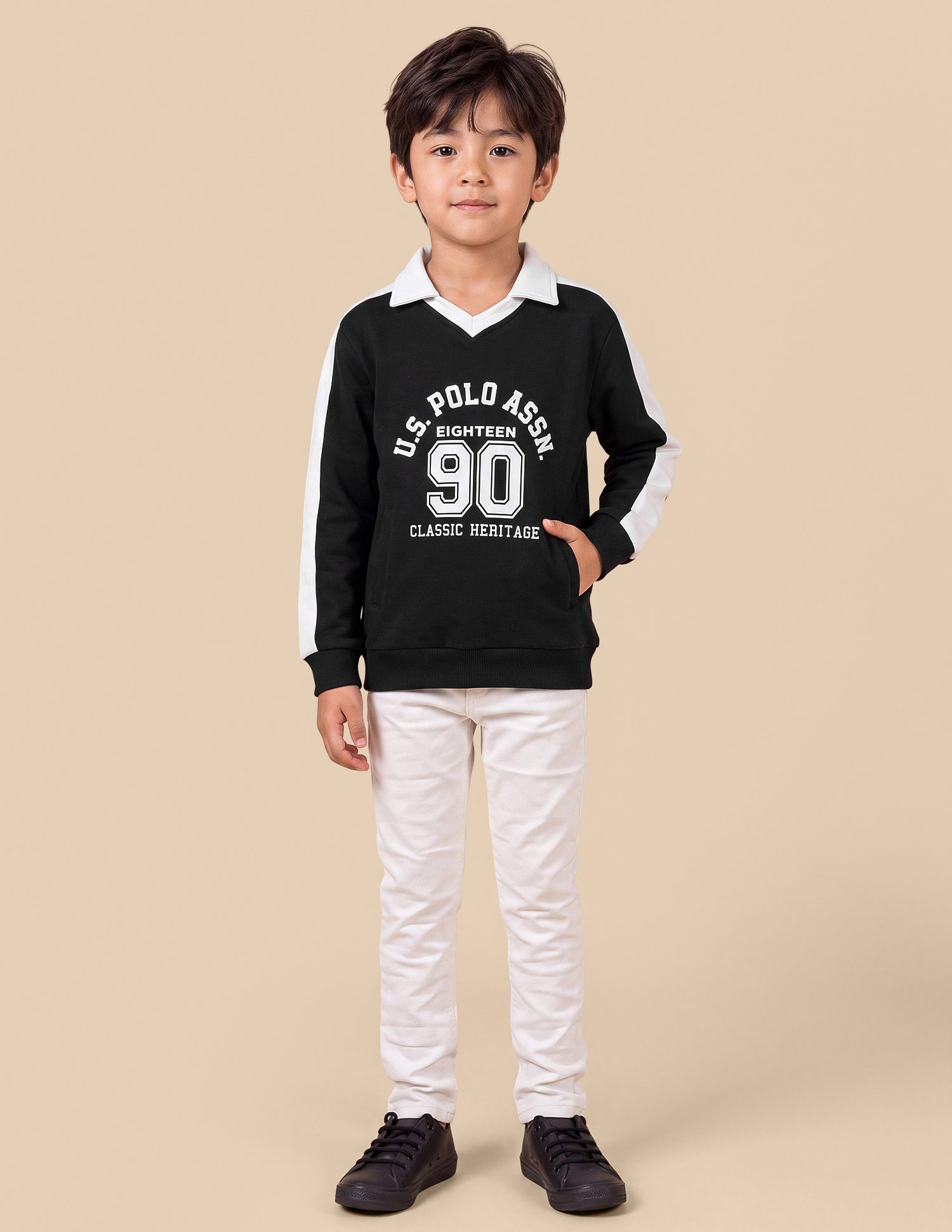 Brand Printed Regular Fit Sweatshirt White - U.S. Polo Assn. India | Large