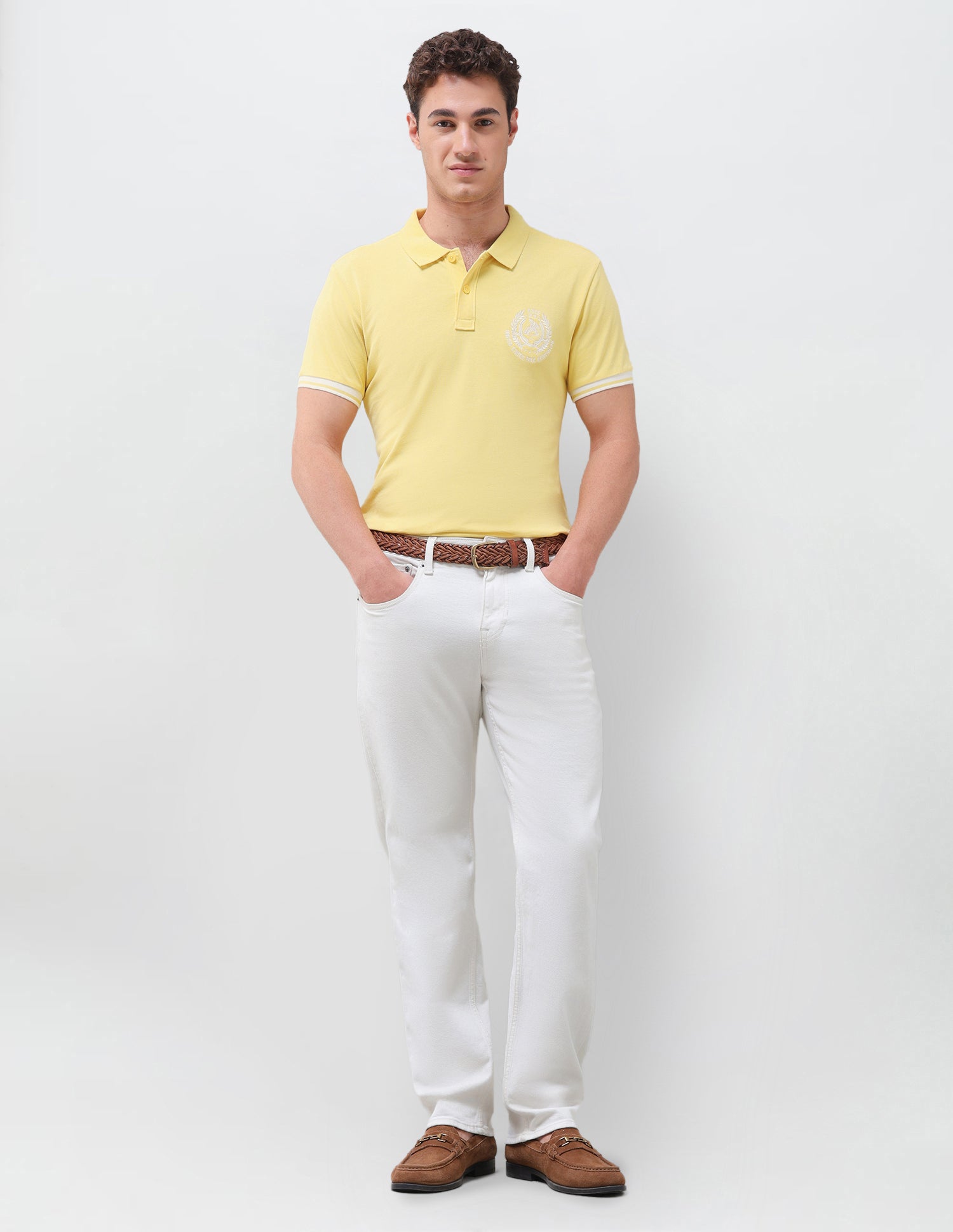 Solid Slim Fit Polo Shirt Yellow - U.S. Polo Assn. India | Large