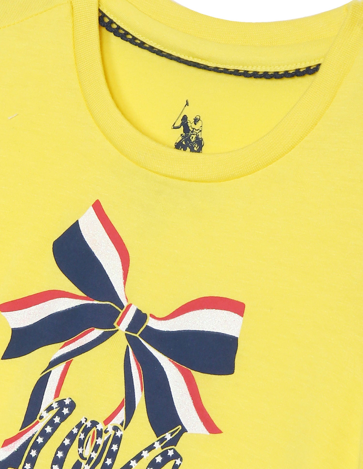 Crew Neck Graphic Print T-Shirt Yellow - U.S. POLO ASSN. | Large