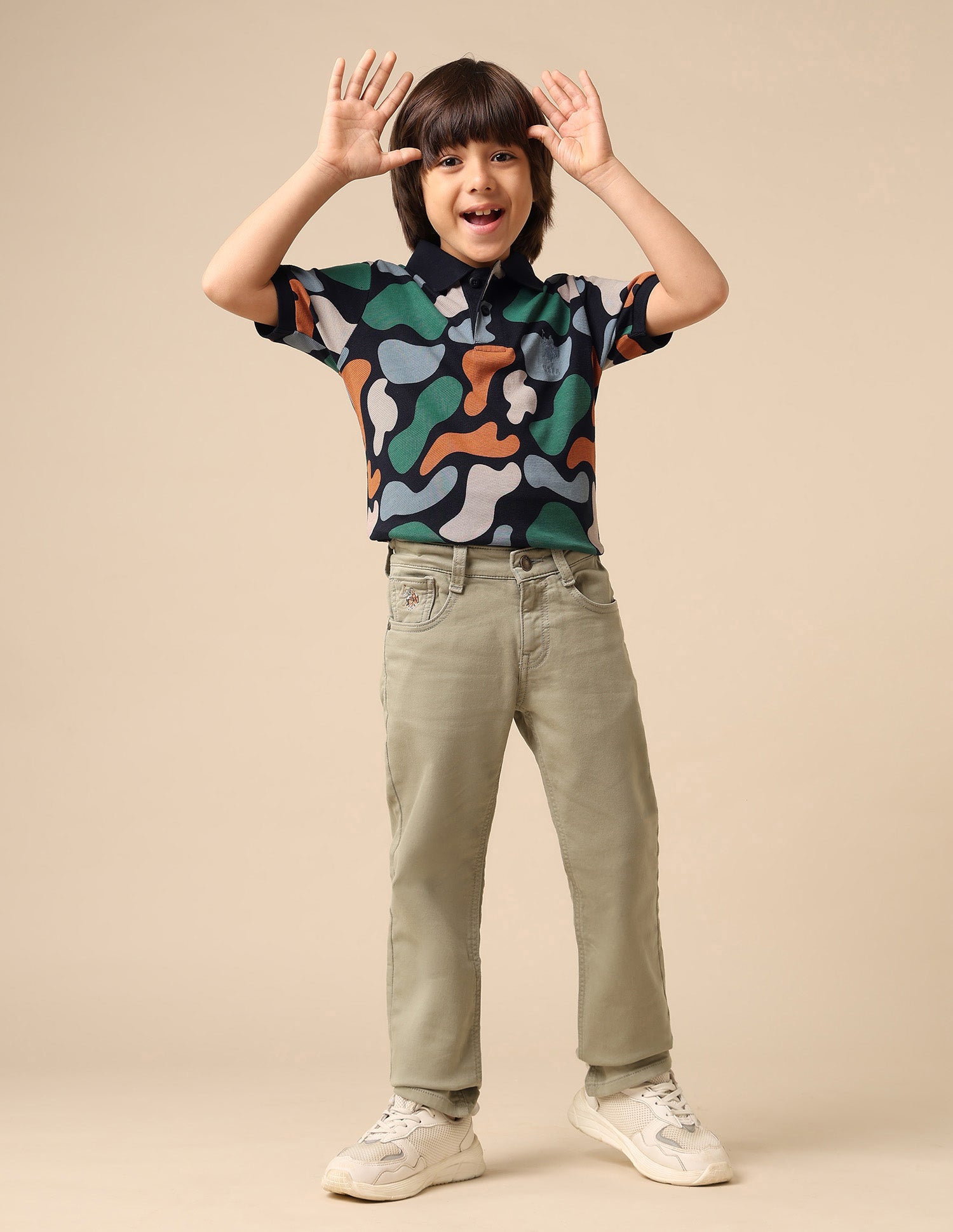 Boys Abstract Printed Regular Fit Polo Shirt Navy - U.S. POLO ASSN. | Large