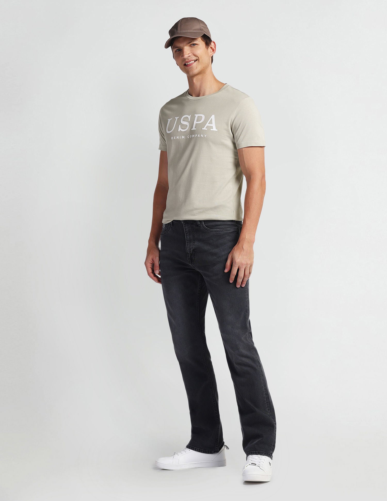 Brand Print Muscle Fit T-Shirt Taupe - U.S. POLO ASSN. | Large