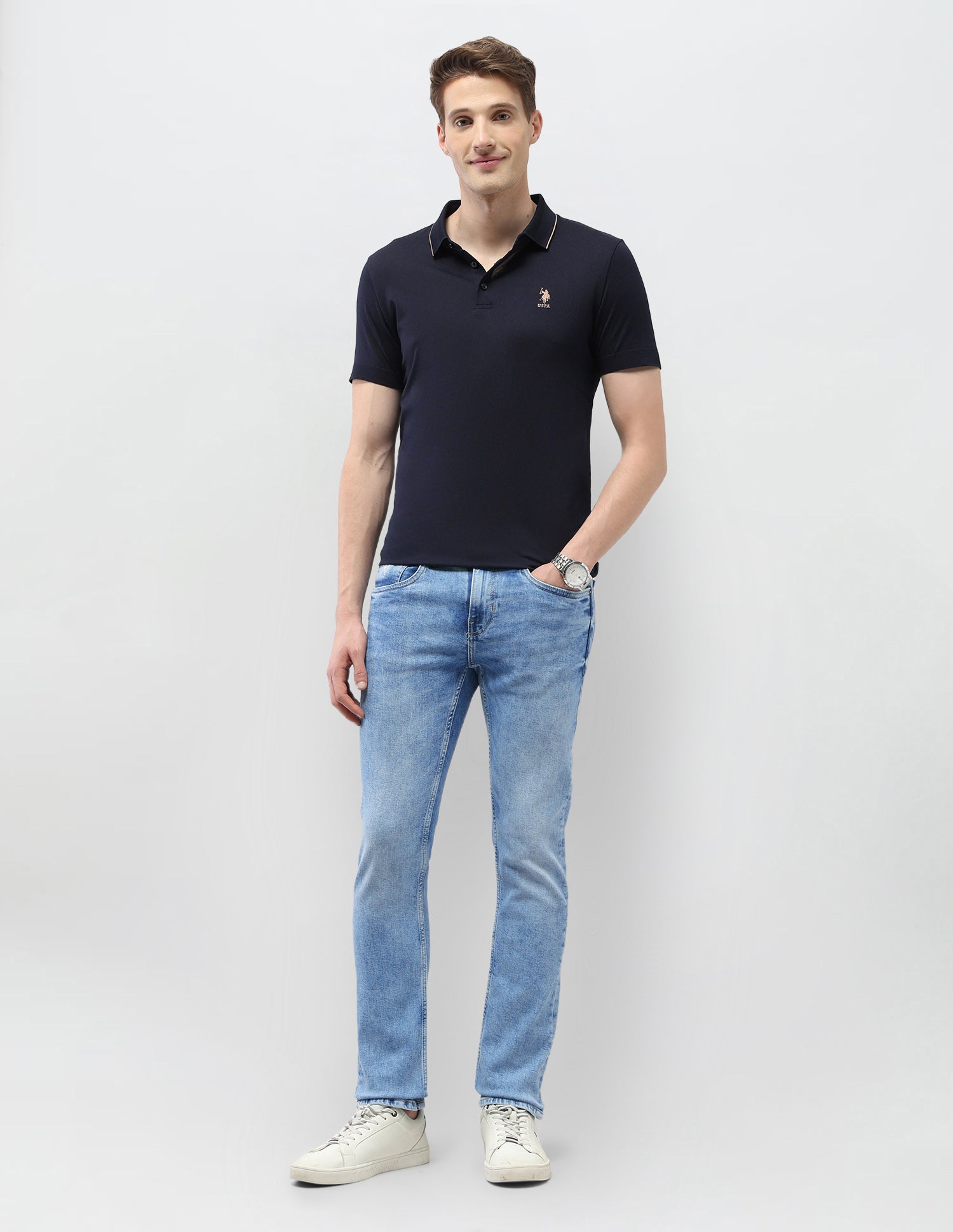 Regallo Skinny Fit Blue Jeans Light Blue - U.S. Polo Assn. India | Large