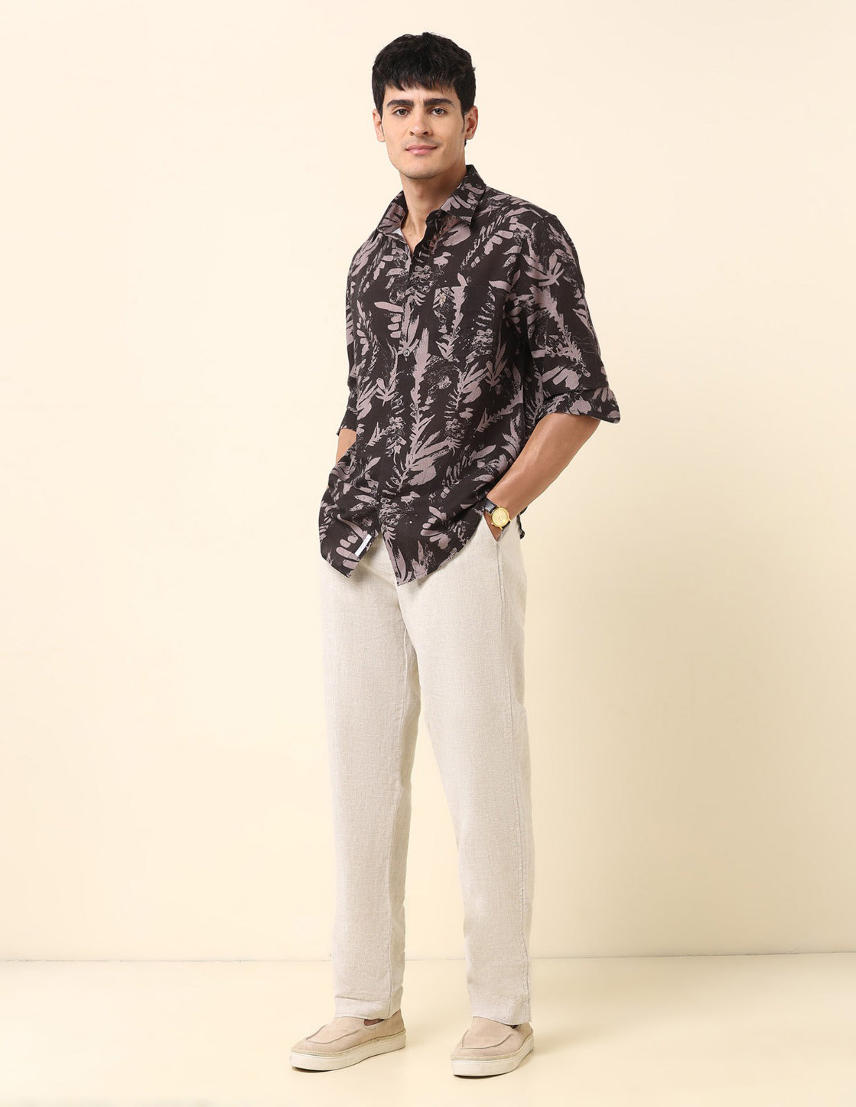 Tropical Printed Tailored Fit Shirt Choco - U.S. Polo Assn. India | Large