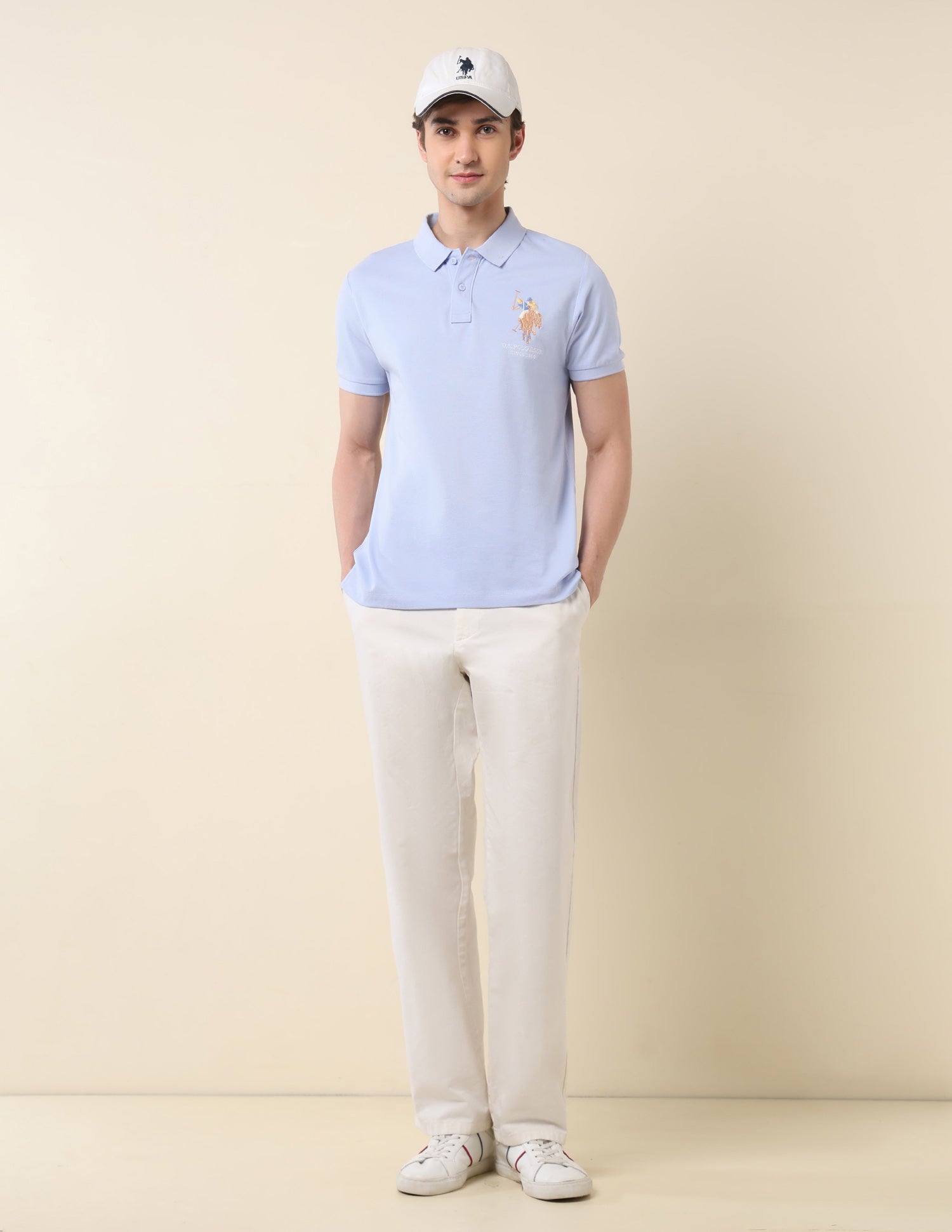 Pure Cotton Summer Splash Polo Shirt Light Blue - U.S. Polo Assn. India | Large