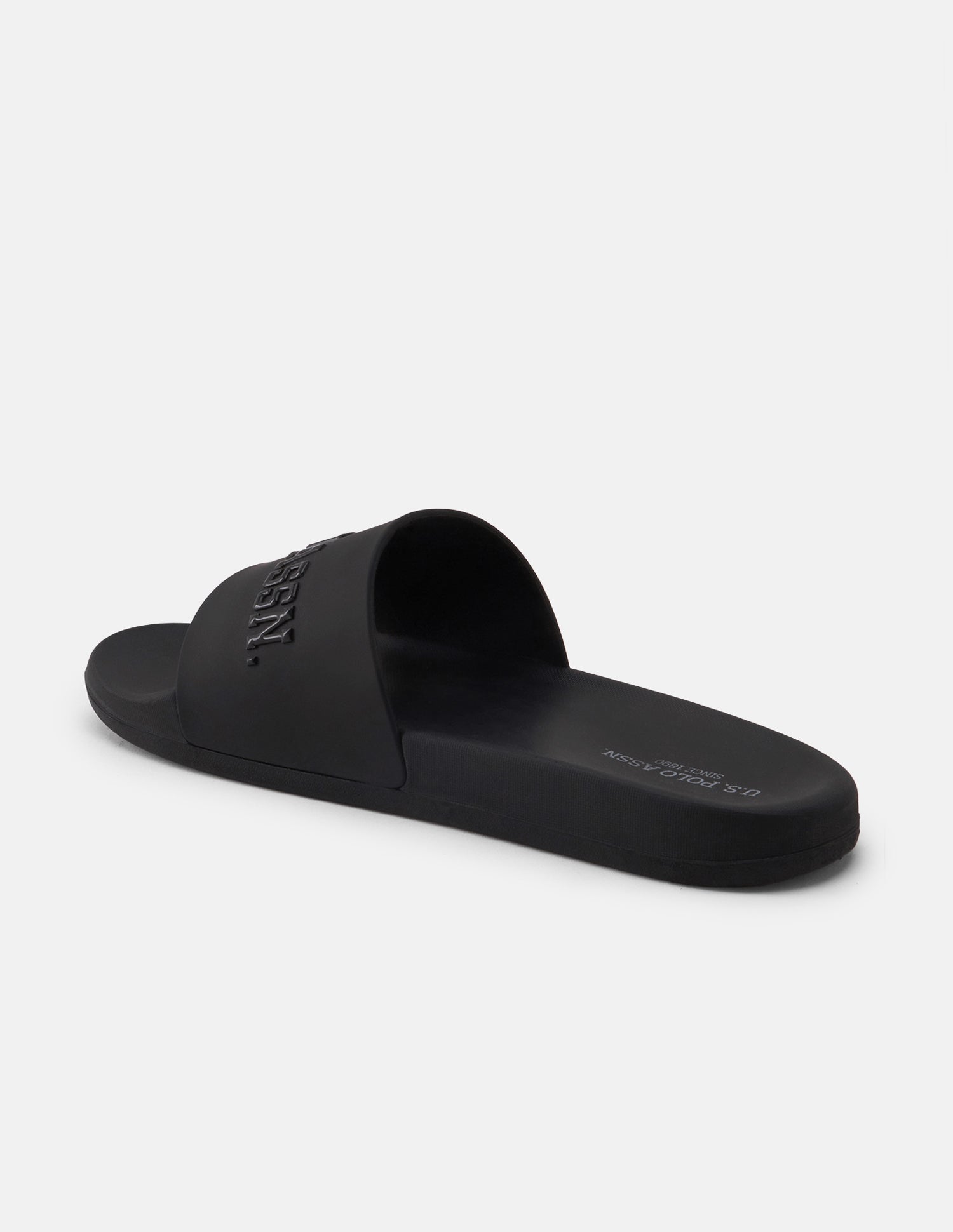 Brand Embossed Enzo Sliders Black - U.S. Polo Assn. India | Large
