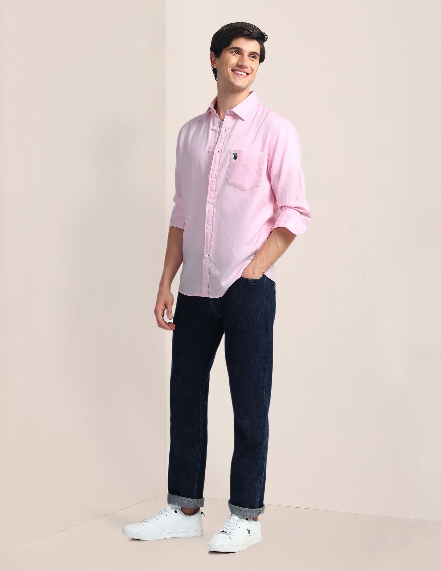Solid Dobby Shirt Pink - U.S. Polo Assn. India | Large