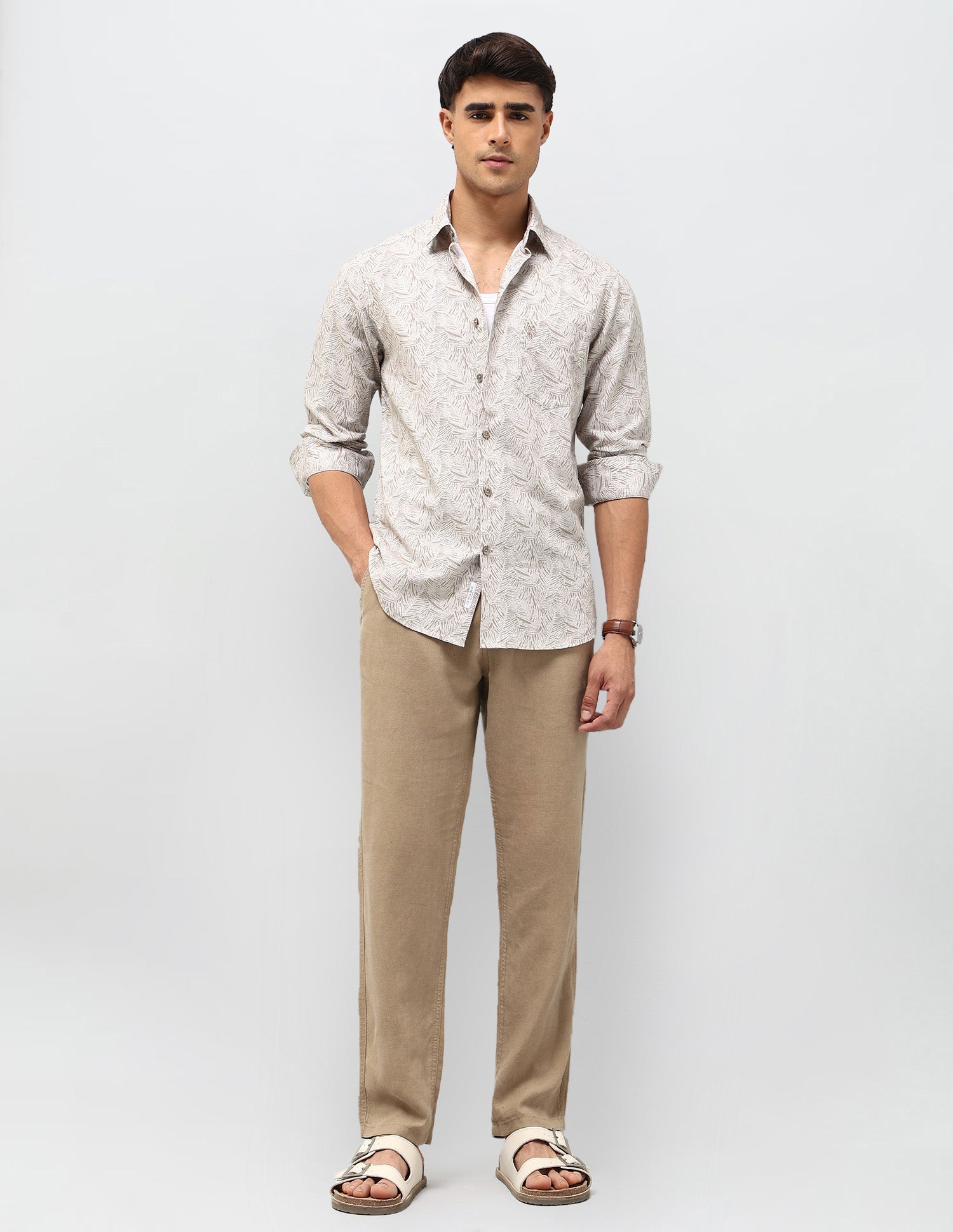 Tropical Printed Tailored Fit shirt Khaki - U.S. POLO ASSN. | Large