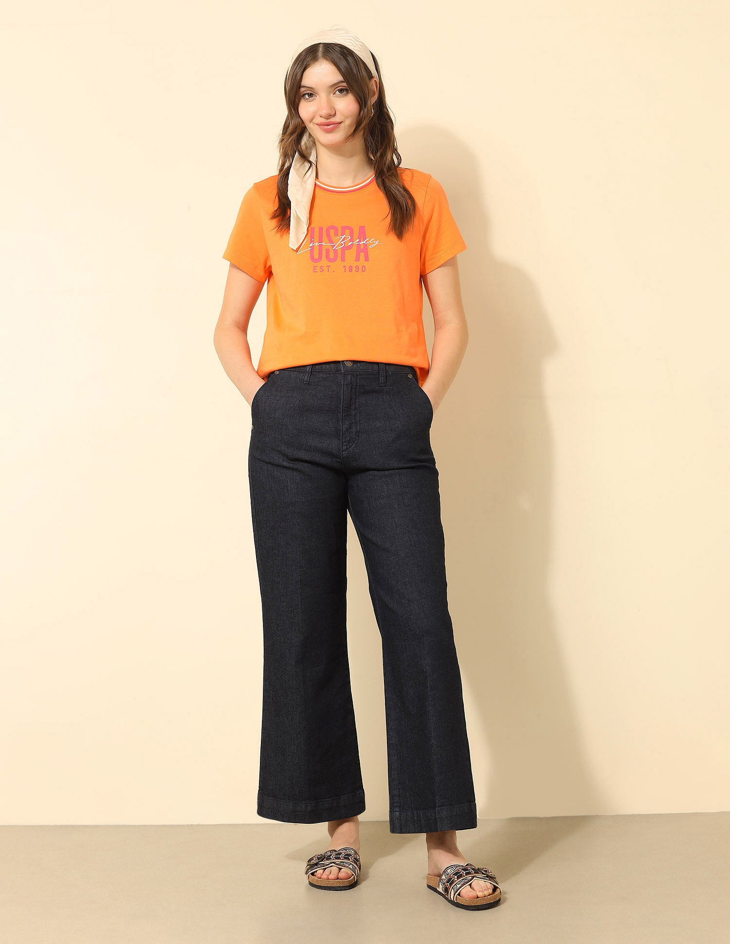 High Rise Wide Leg Jeans Dark Blue - U.S. Polo Assn. India | Large