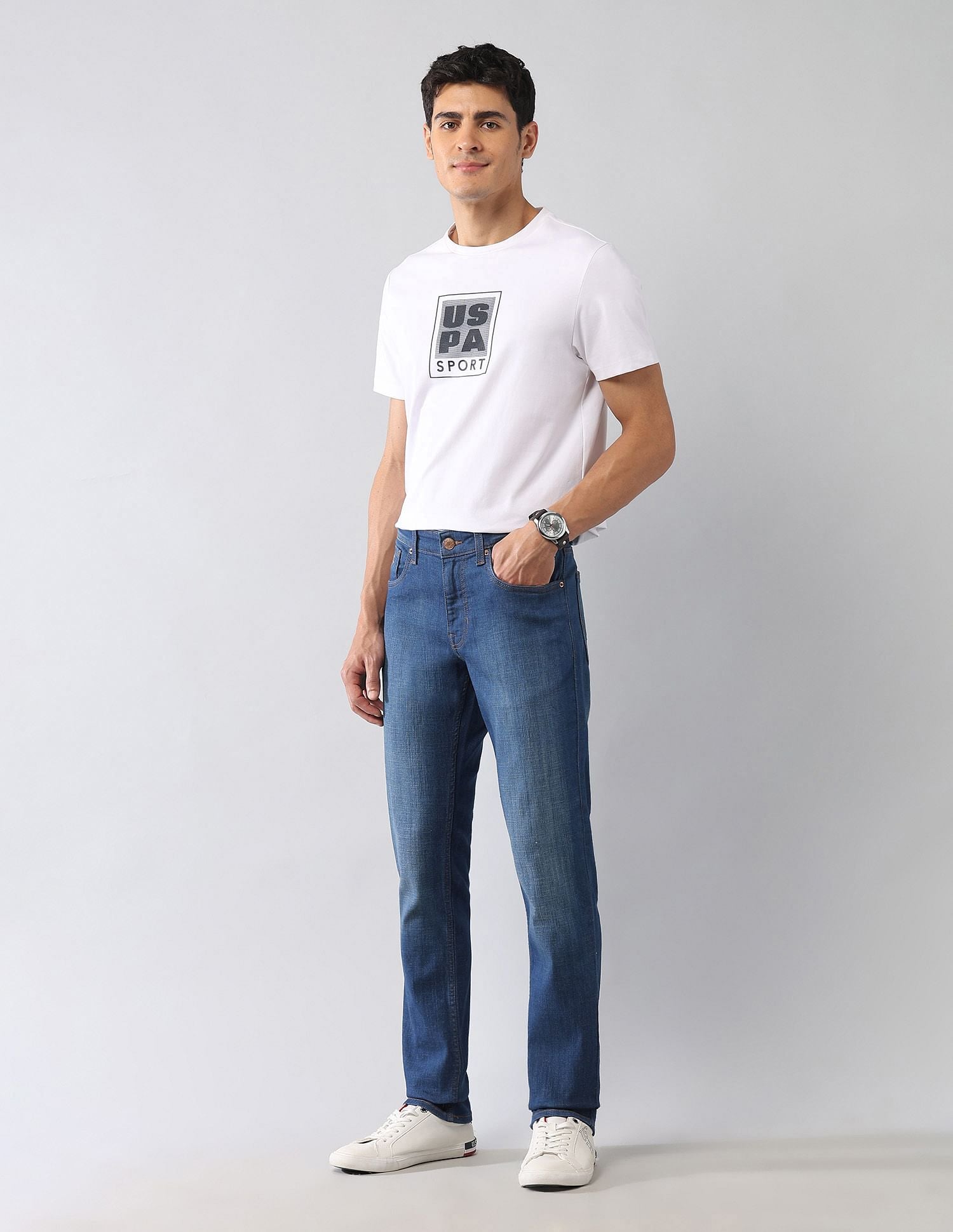 Brandon Slim Tapered Fit Blue Jeans Blue - U.S. POLO ASSN. | Large