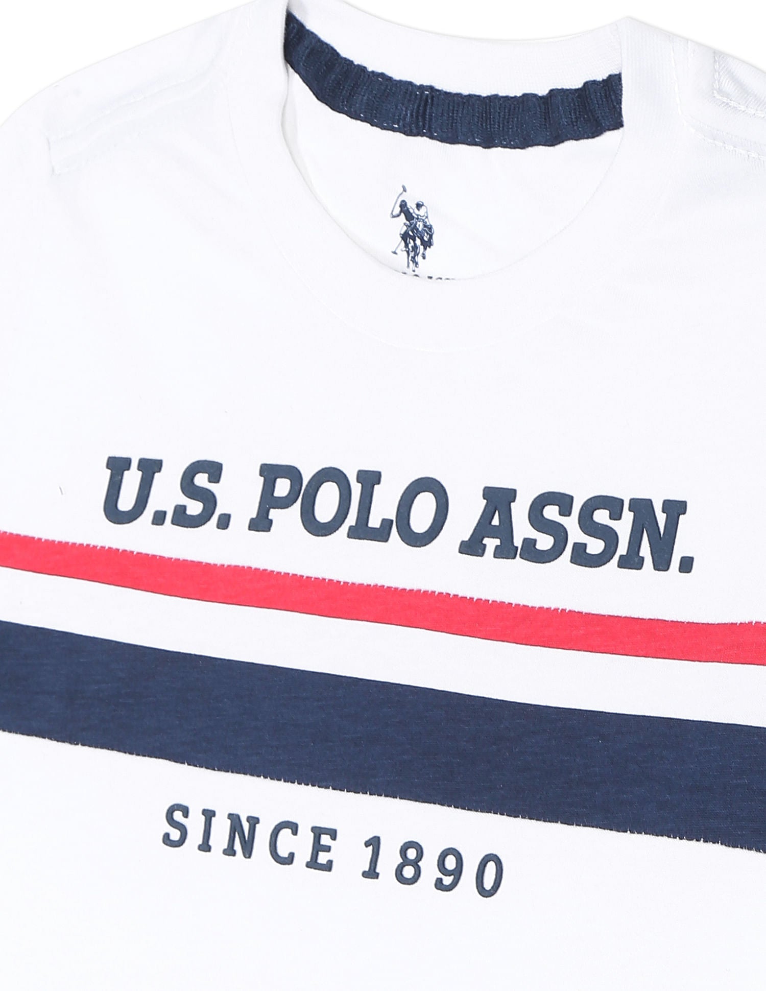 Boys White Crew Neck Brand Print T-Shirt White - U.S. POLO ASSN. | Large