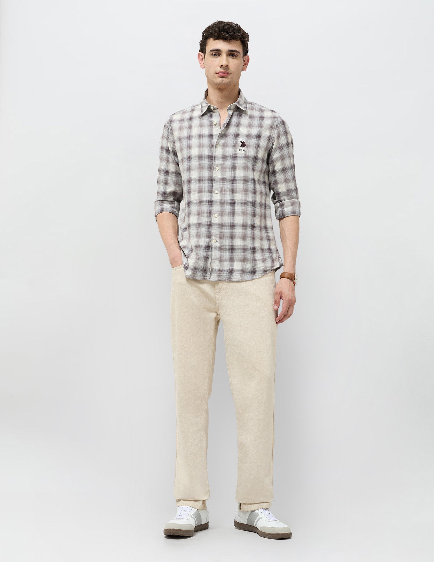 Tartan Checked Twill Shirt Choco - U.S. POLO ASSN. | Large