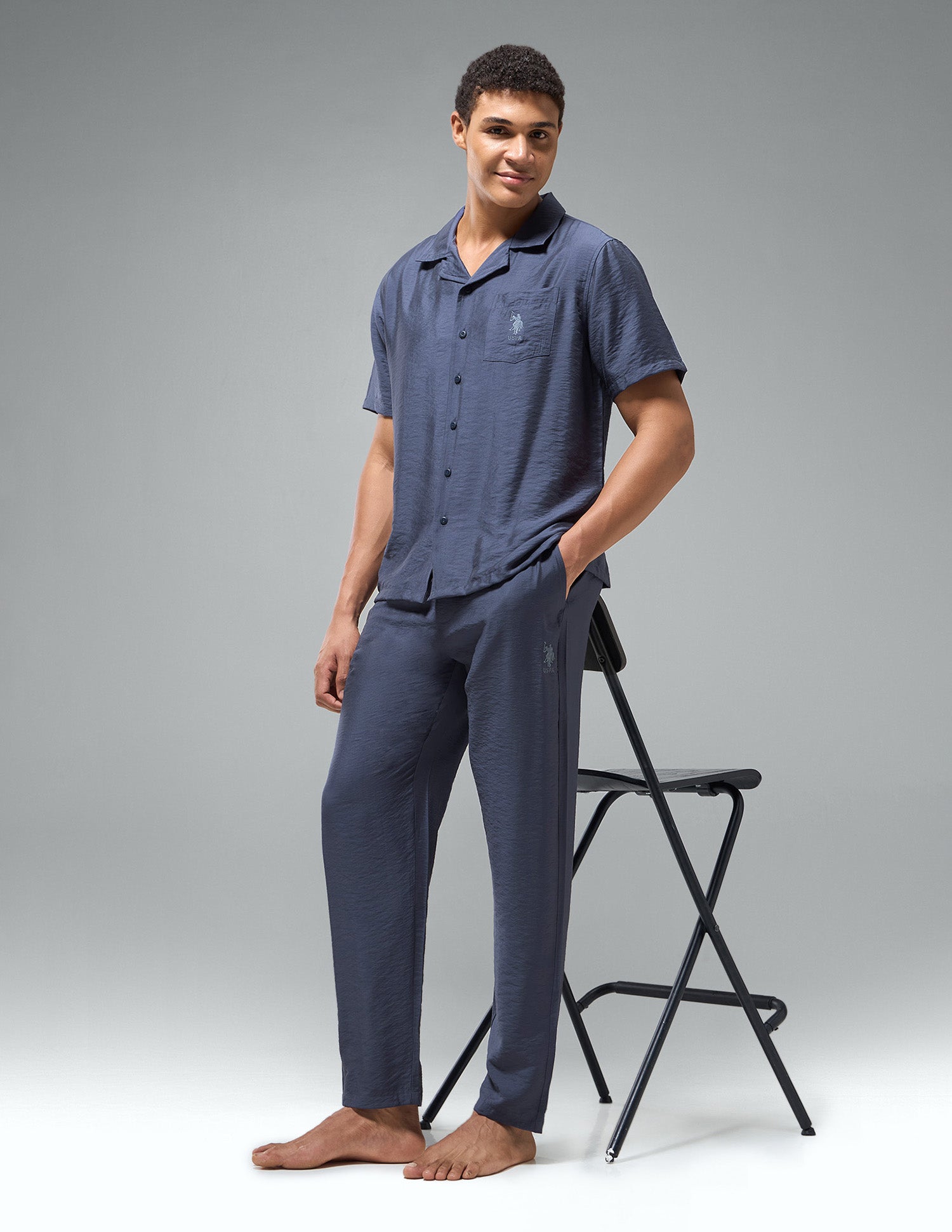 Crinkled Featherlight OESS02 Sleep Set Infinity Blue - U.S. Polo Assn. India | Large