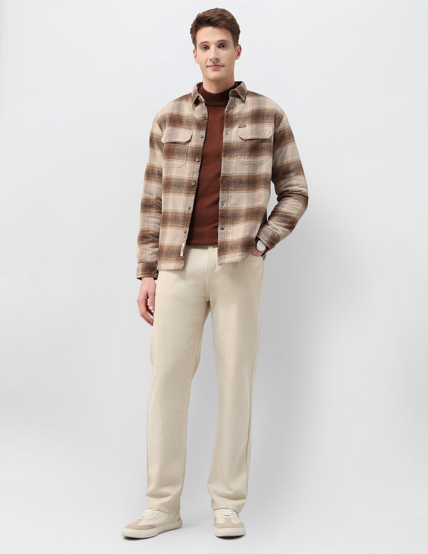 Tartan Checked Slim Fit Shirt Khaki - U.S. Polo Assn. India | Large