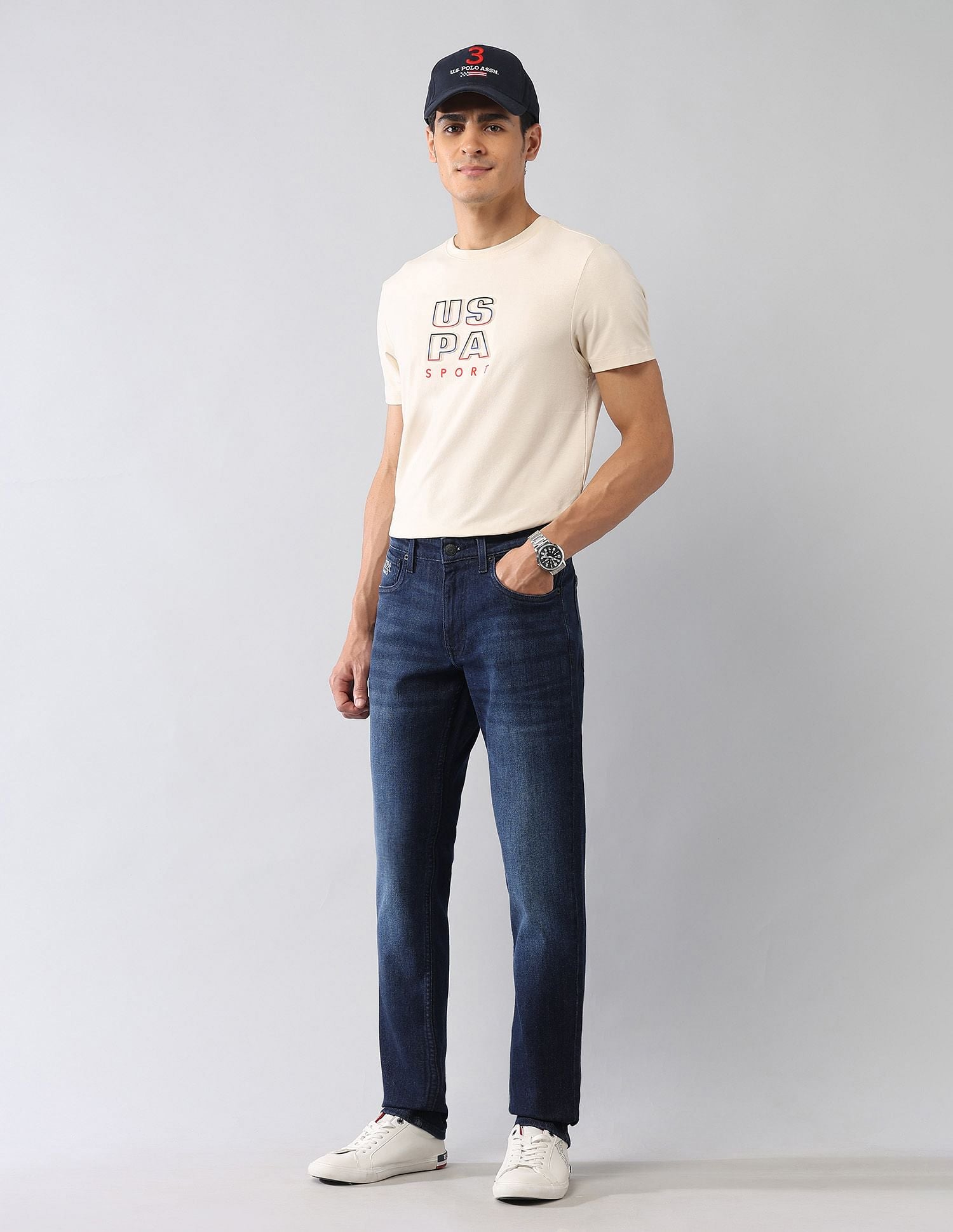 Brandon Slim Tapered Fit Blue Jeans Blue - U.S. POLO ASSN. | Large