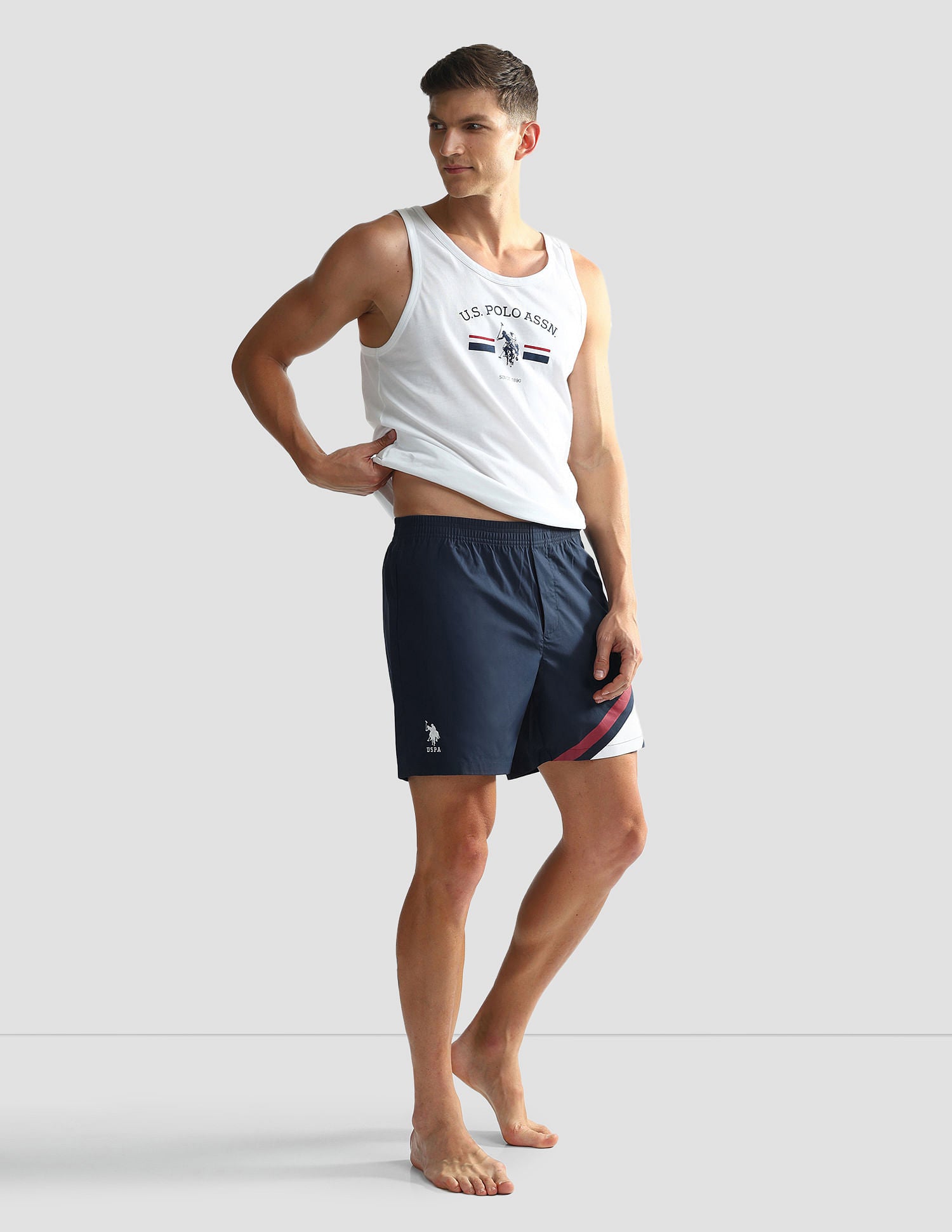 Mid Rise Solid OEX06 Shorts - Pack Of 1 Navy Paneled - U.S. POLO ASSN. | Large