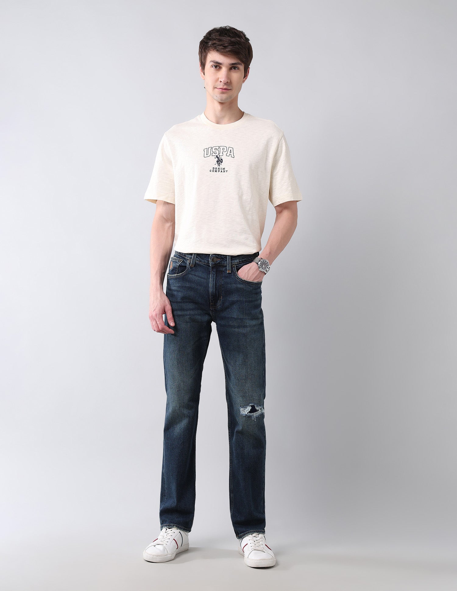 Harold Slim Straight Fit Blue Vintage Jeans Dark Wash - U.S. Polo Assn. India | Large