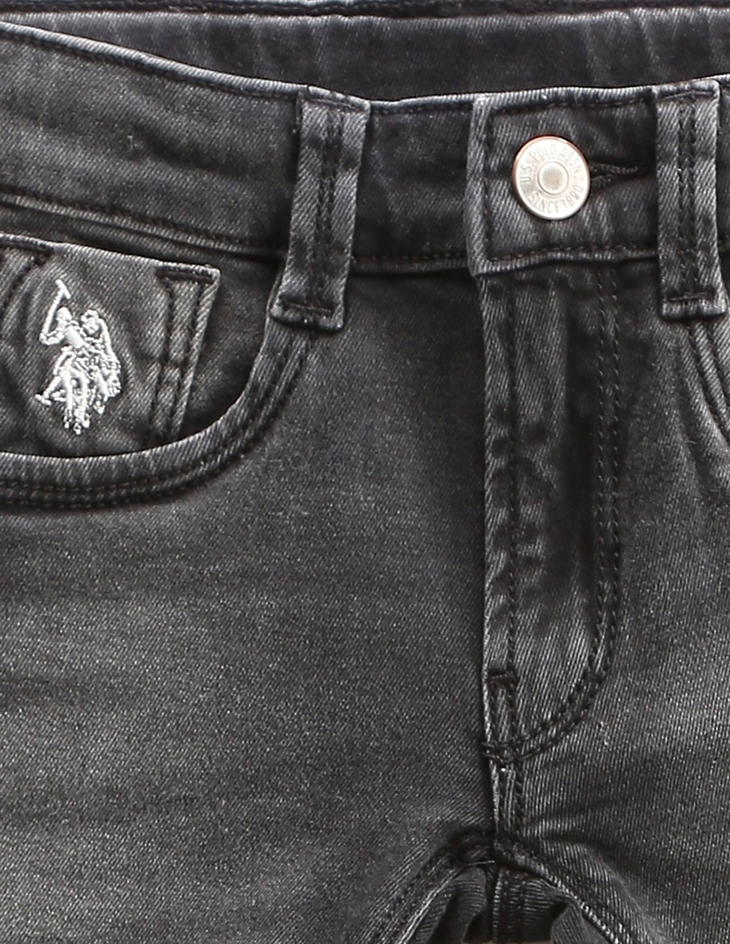 Boys Mid Rise Twill Shorts Grey - U.S. Polo Assn. India | Large