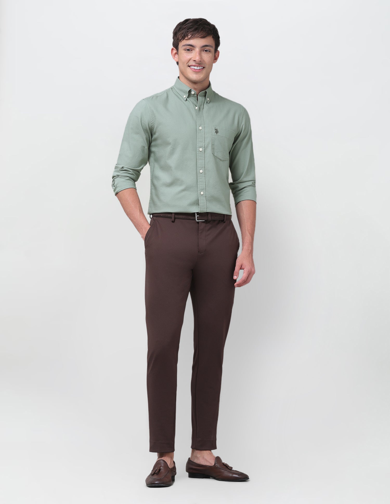 Tailored Fit Oxford Shirt Green - U.S. Polo Assn. India | Large