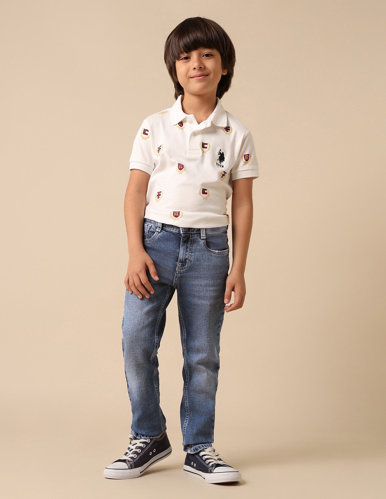 Boys Whiskered Slim Fit Jeans Dark Blue - U.S. POLO ASSN. | Large