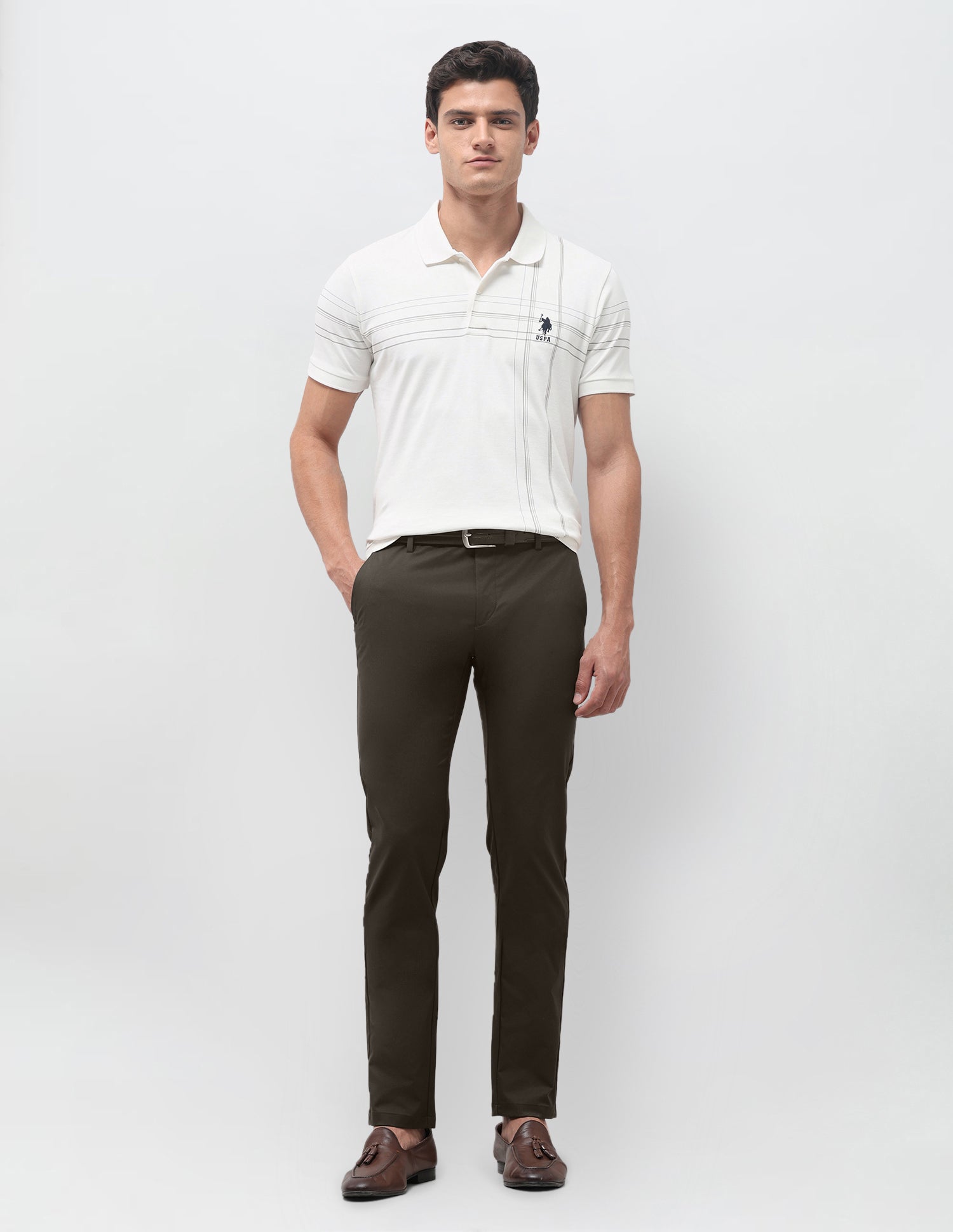 Denver Slim Fit Mid Rise Trousers Choco - U.S. Polo Assn. India | Large
