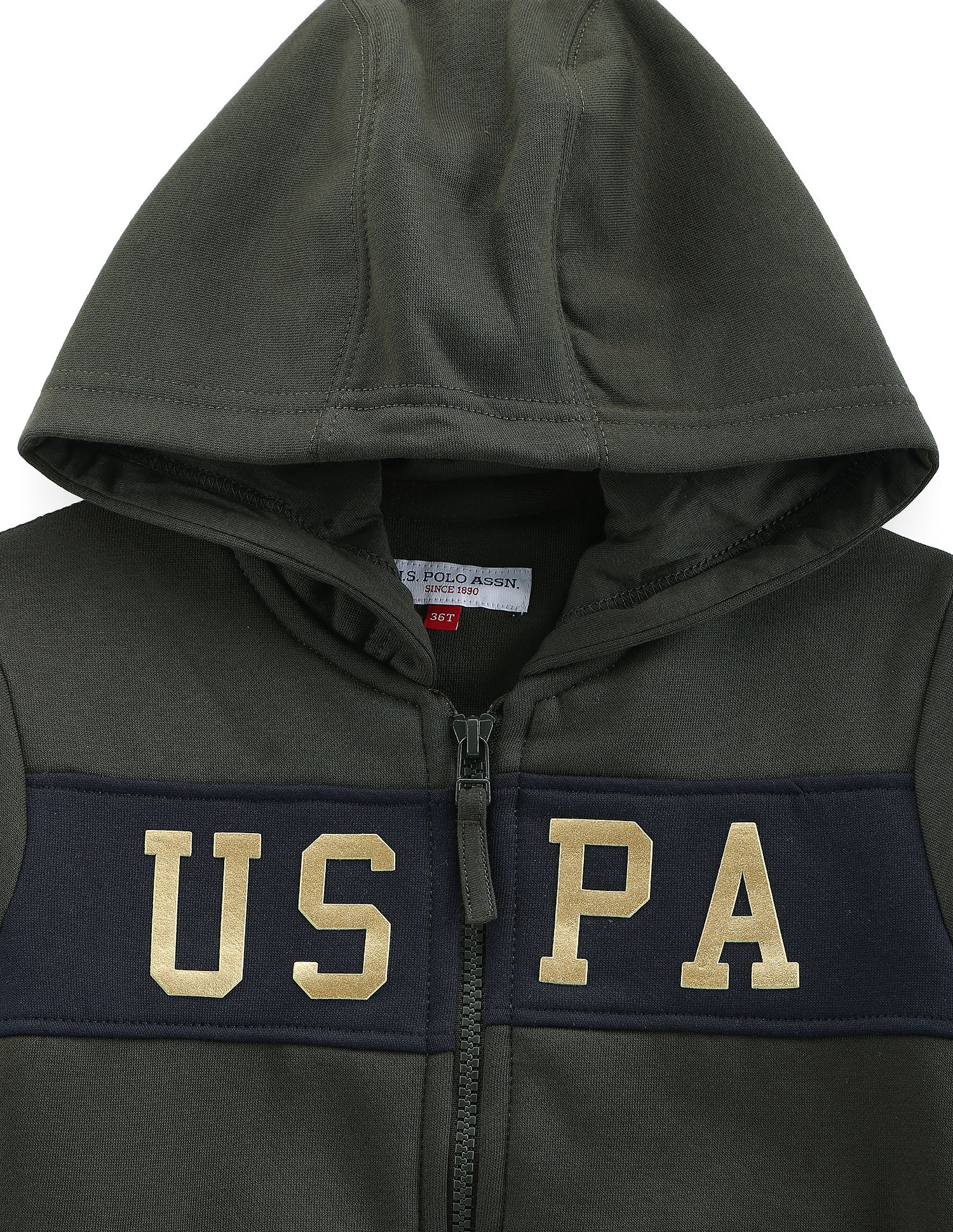 Boys Brand Print Hooded Sweatshirt Olive - U.S. POLO ASSN. | Large