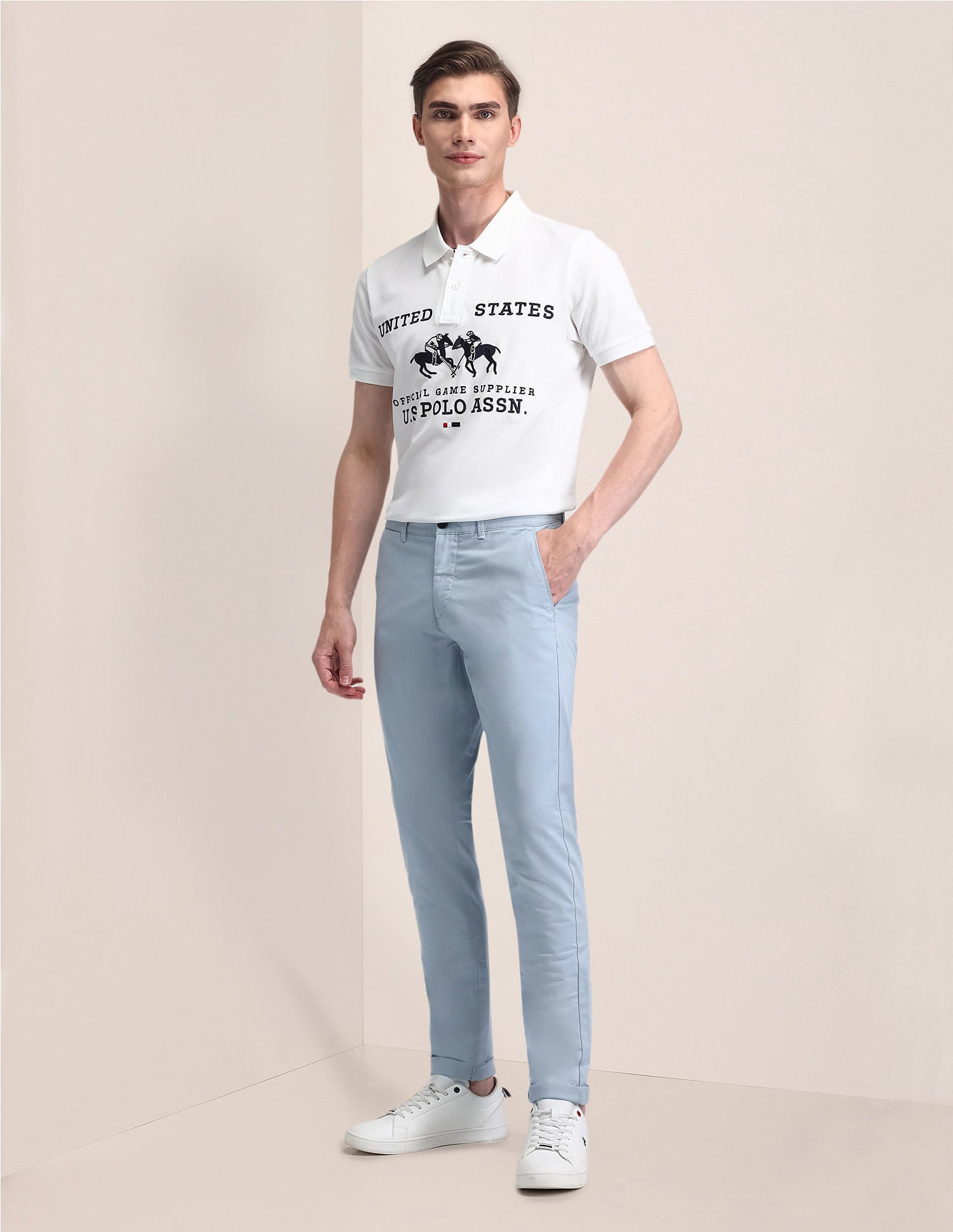 Mid Rise Regular Fit Trousers Blue - U.S. POLO ASSN. | Large