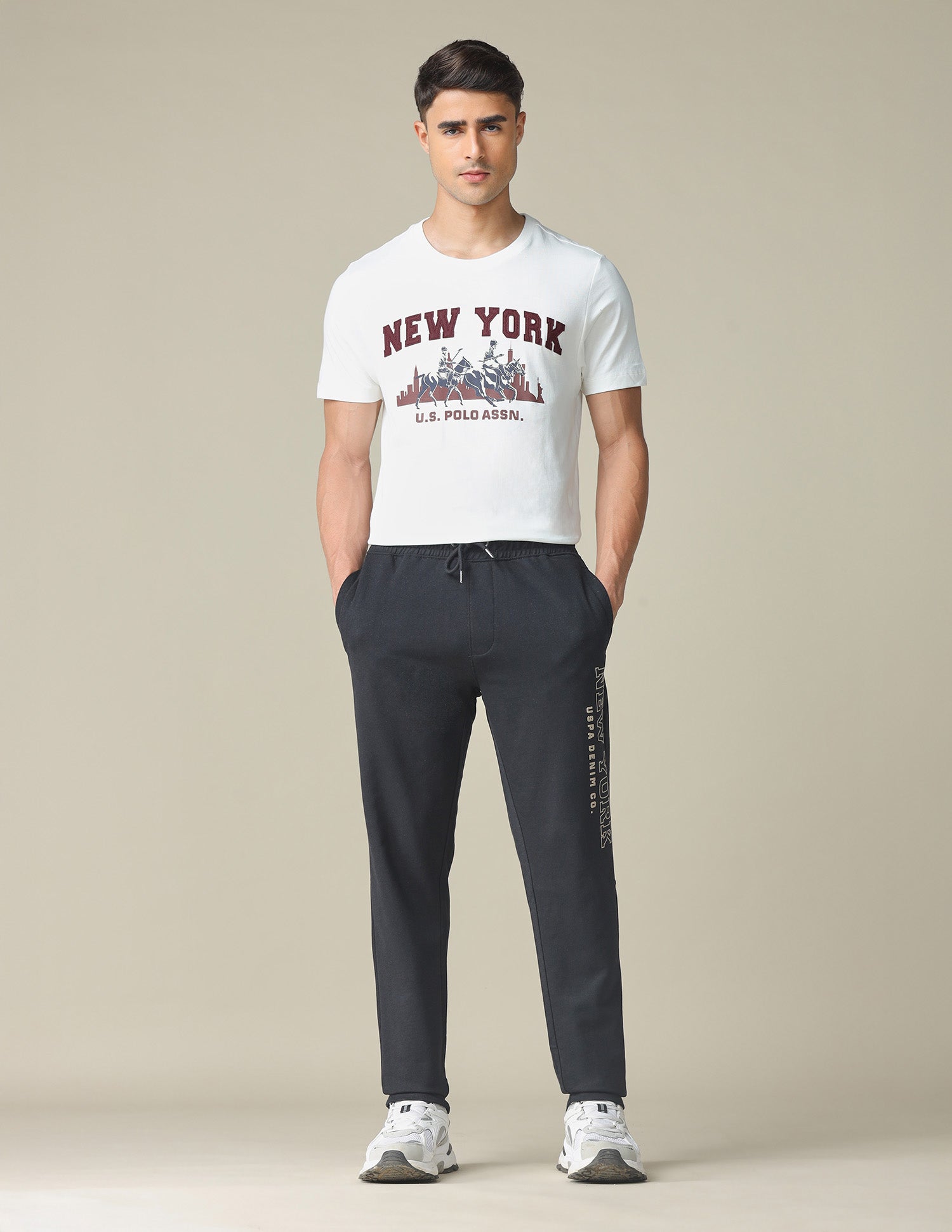 Pure Cotton Graphic Printed T- Shirt Ivory - U.S. POLO ASSN. | Large