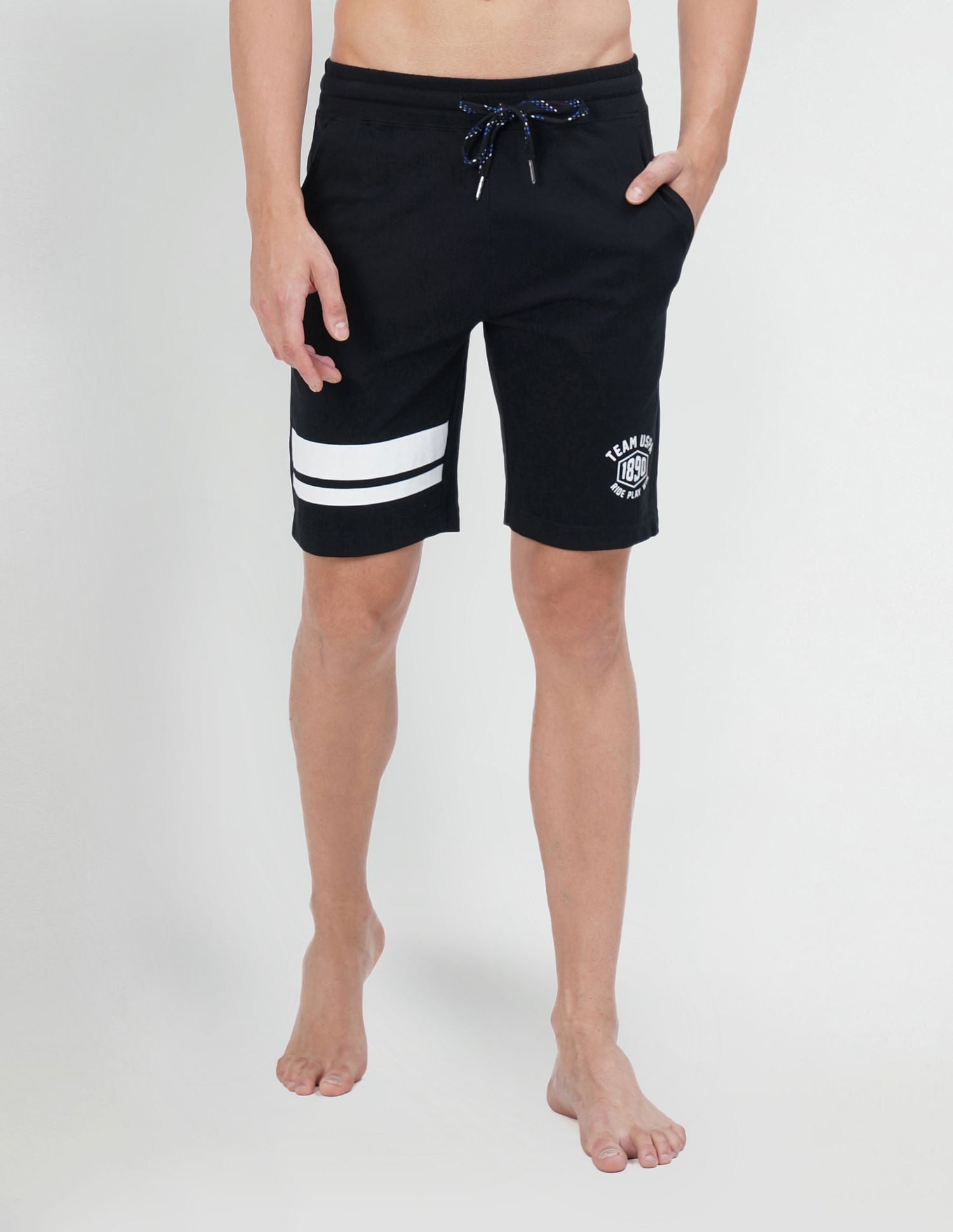 Elasticized Waist Stripe Logo IYAP Knit Shorts - Pack Of 1 Black - U.S. POLO ASSN. | Large