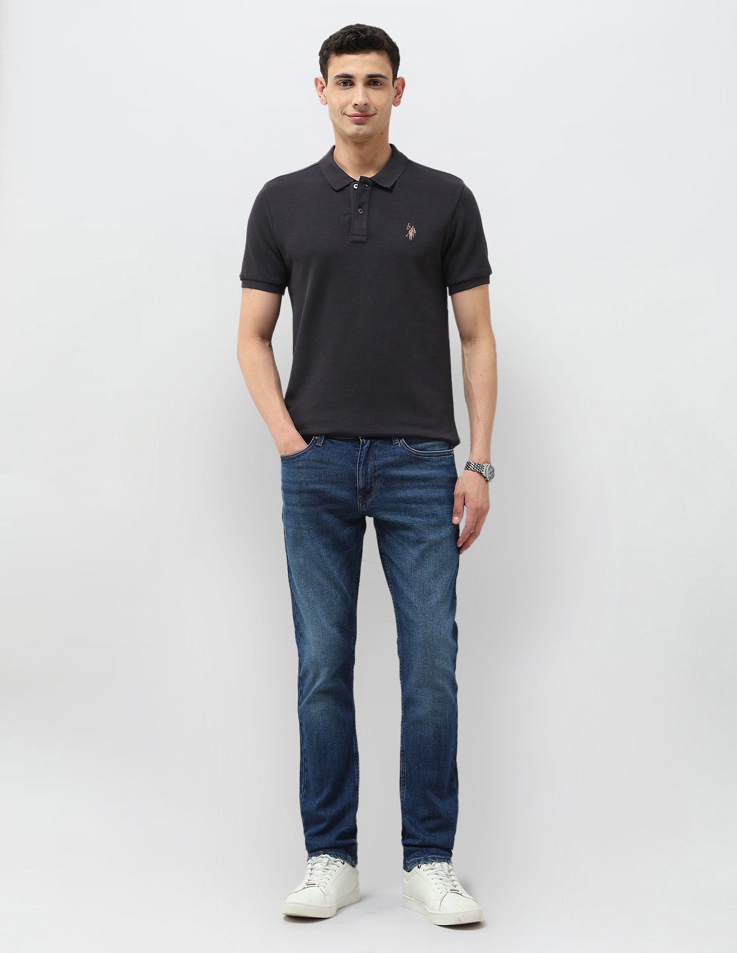 Solid Slim Fit Polo Shirt Dark Grey - U.S. POLO ASSN. | Large