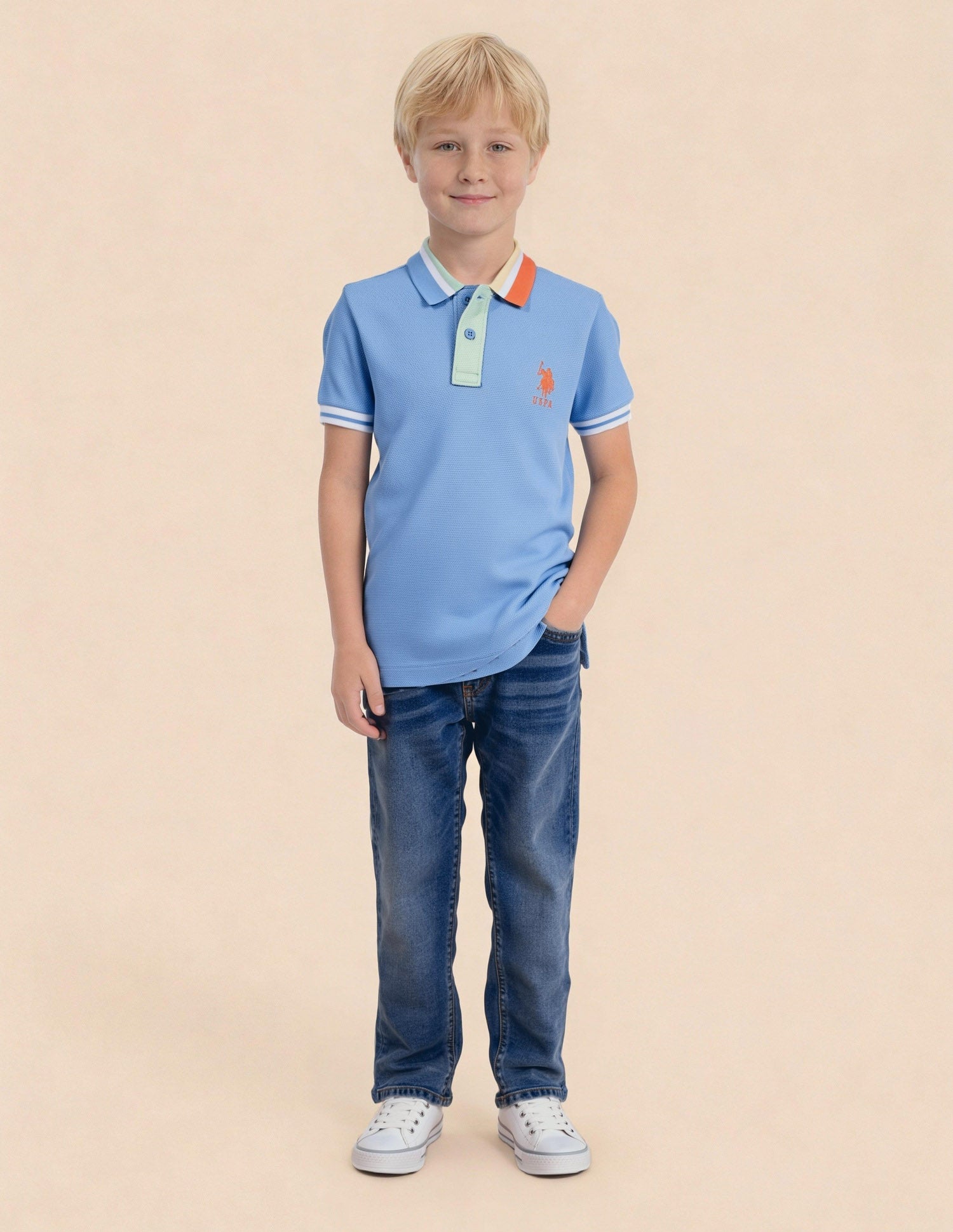 Solid Regular Fit Polo Shirt Blue - U.S. Polo Assn. India | Large
