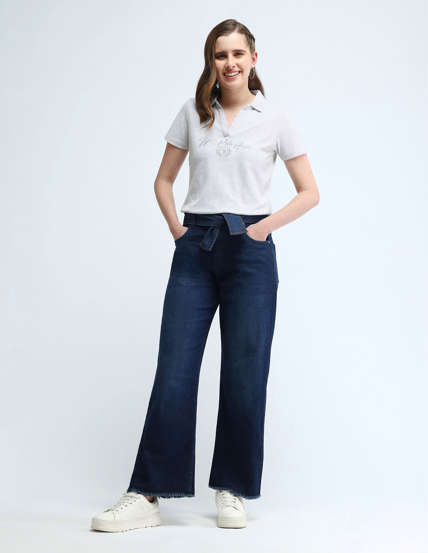 Brand Print Heathered Polo Shirt Grey - U.S. POLO ASSN. | Large