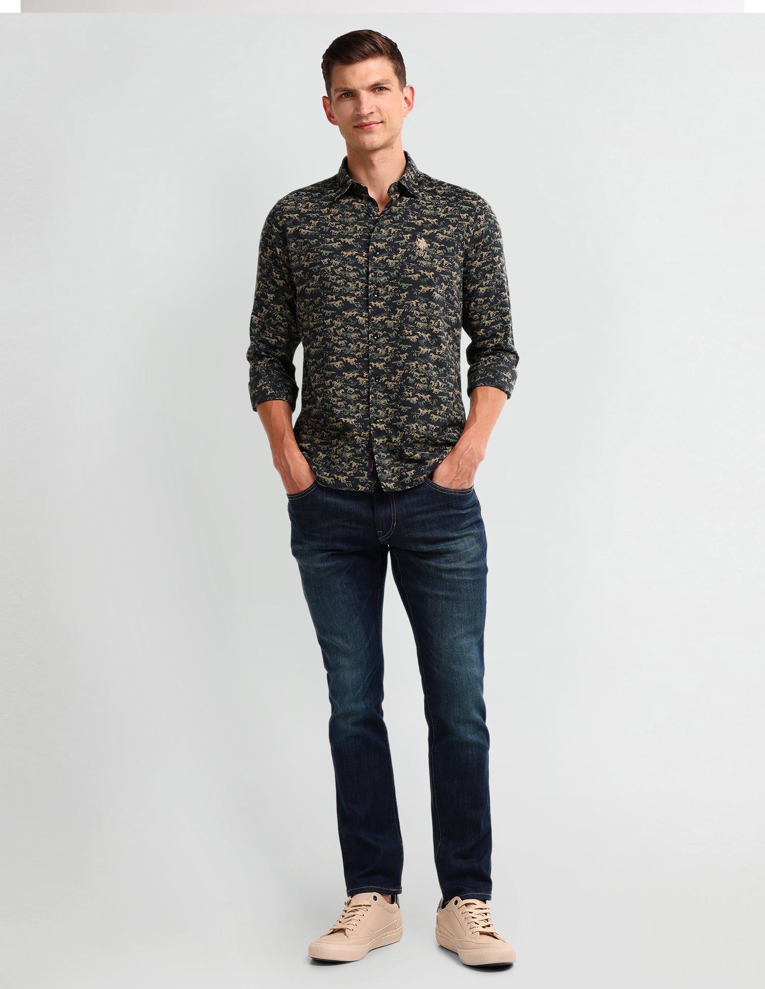 All-over Slim Fit Shirt Black - U.S. Polo Assn. India | Large