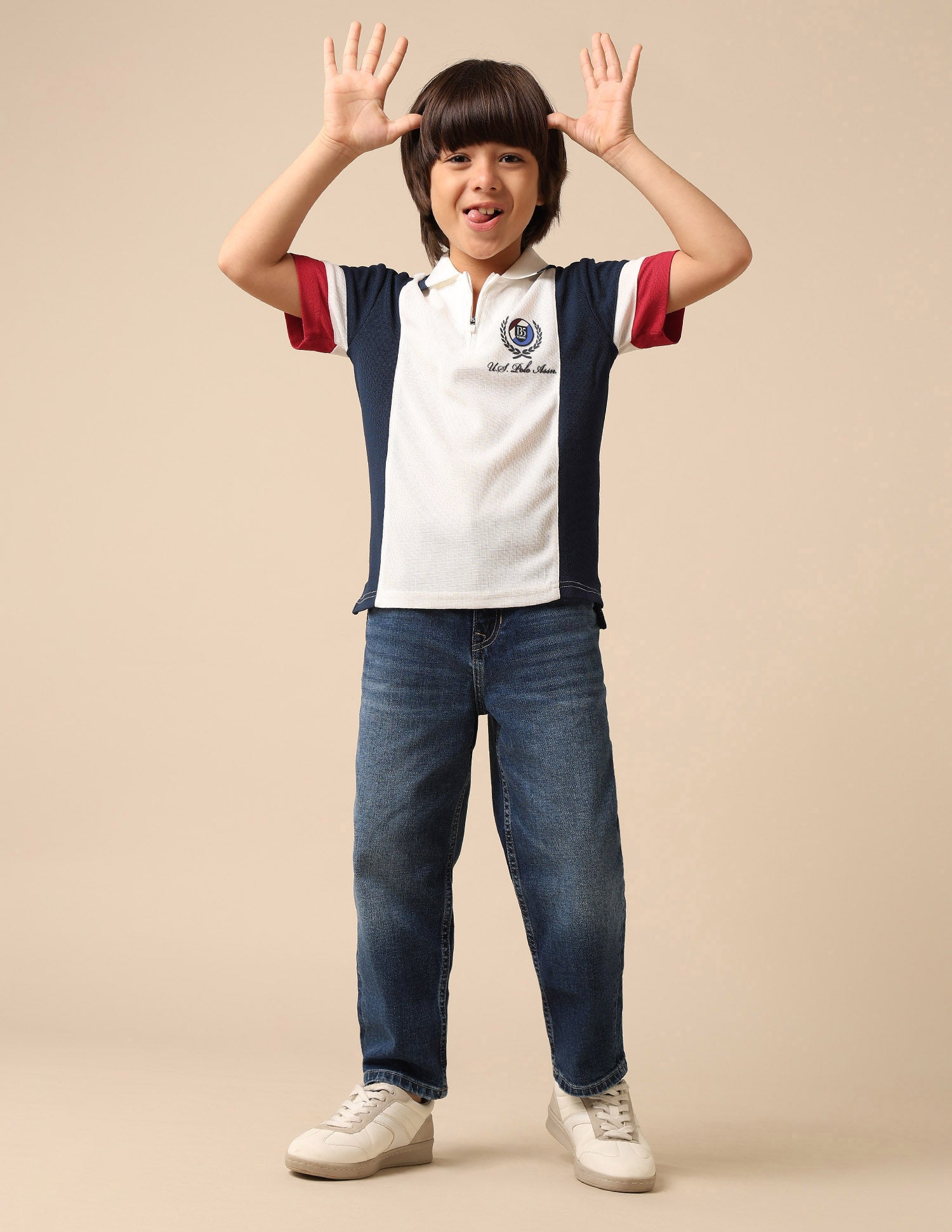Boys Colour Blocked Regular Fit Polo Shirt White - U.S. POLO ASSN. | Large