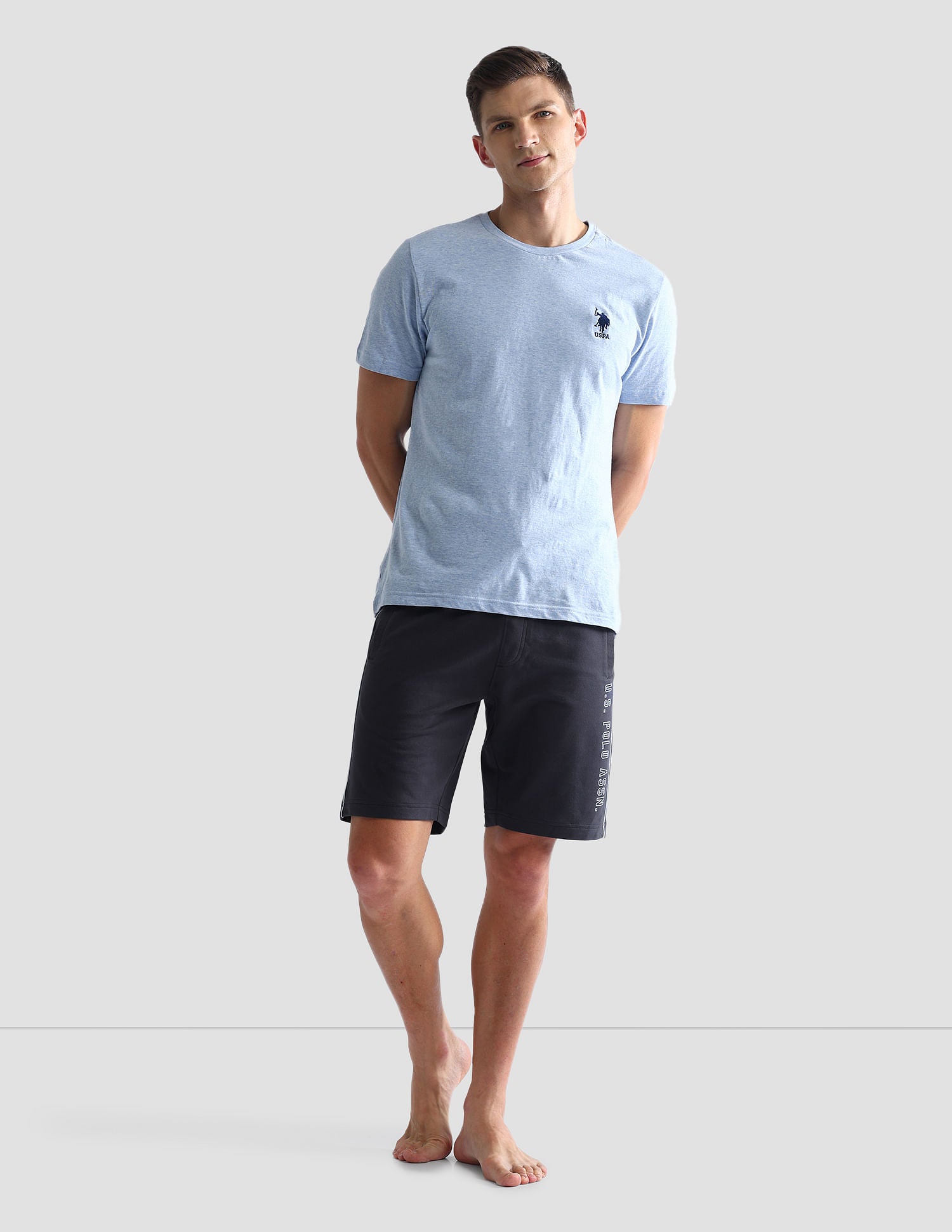 Mid Rise Contrast Piping OES05 Shorts - Pack Of 1 Grey - U.S. POLO ASSN. | Large