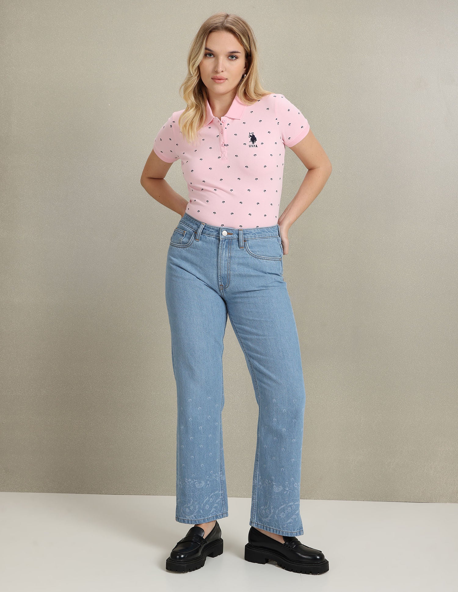 Graphic Print Pique Polo Shirt Pink - U.S. POLO ASSN. | Large