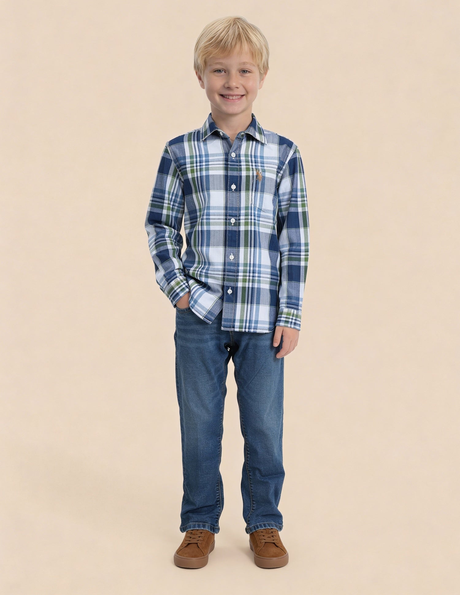 Tartan Checked Twill Shirt Indigo - U.S. Polo Assn. India | Large