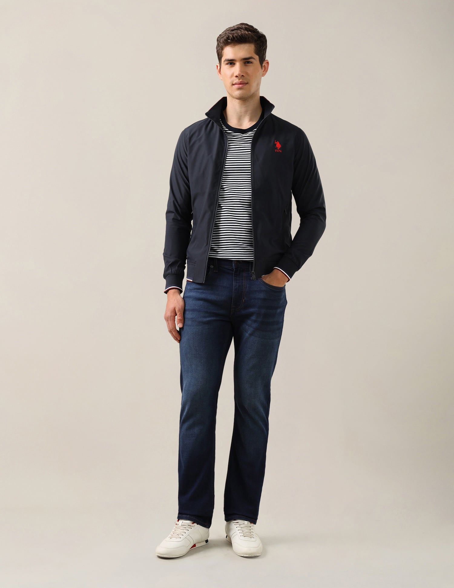 High Neck Long Sleeve Casual Jacket Navy - U.S. Polo Assn. India | Large