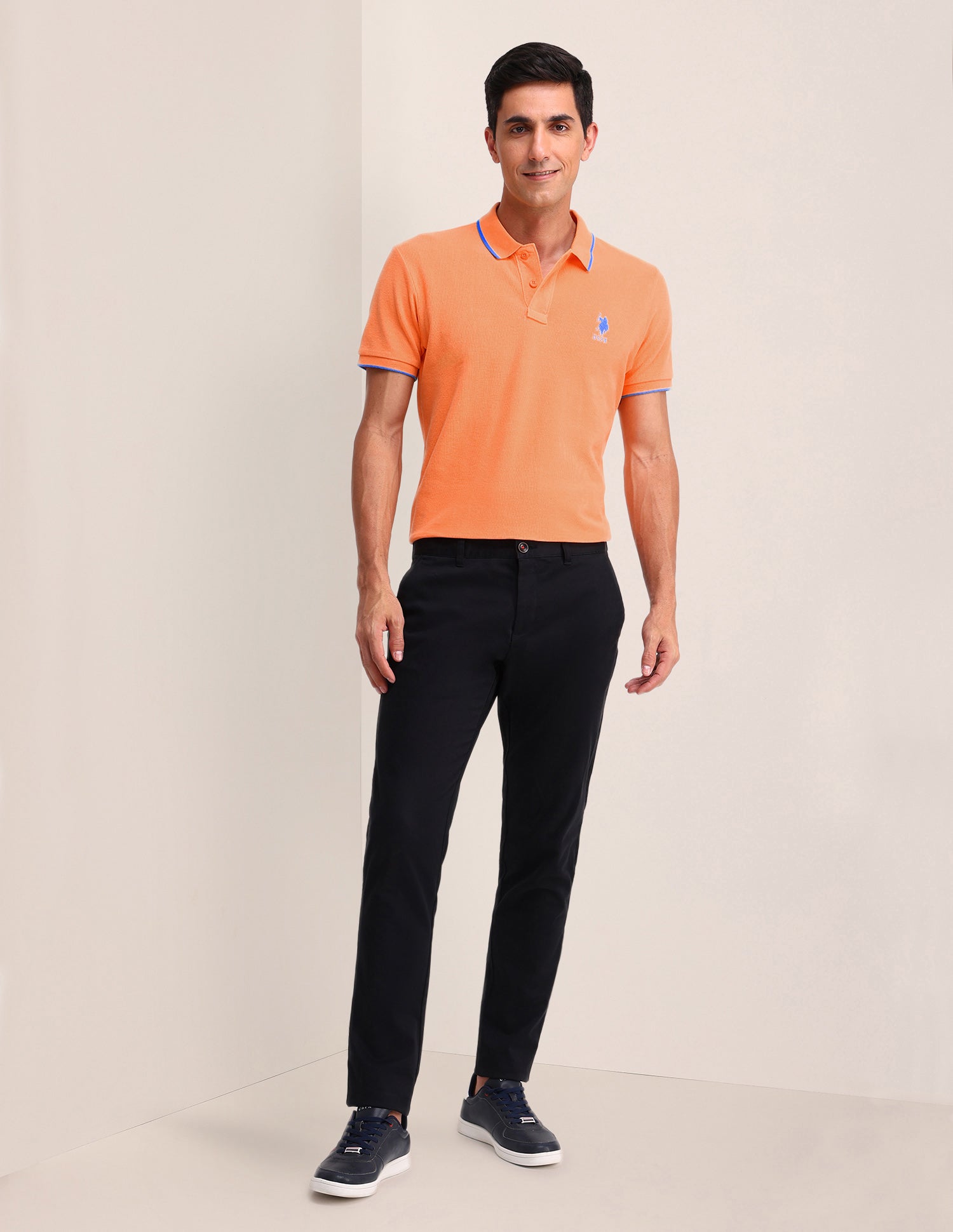 Cotton Slim Fit Polo Shirt Orange - U.S. Polo Assn. India | Large