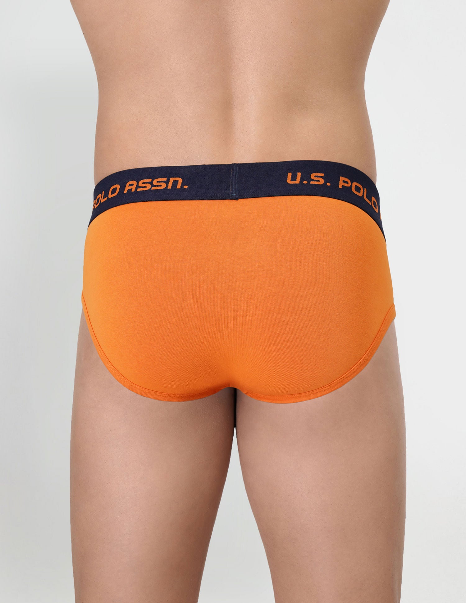 Brushed Elastic Cotton Stretch IYAJ Briefs - Pack Of 2 Orange and Blue - U.S. POLO ASSN. | Large