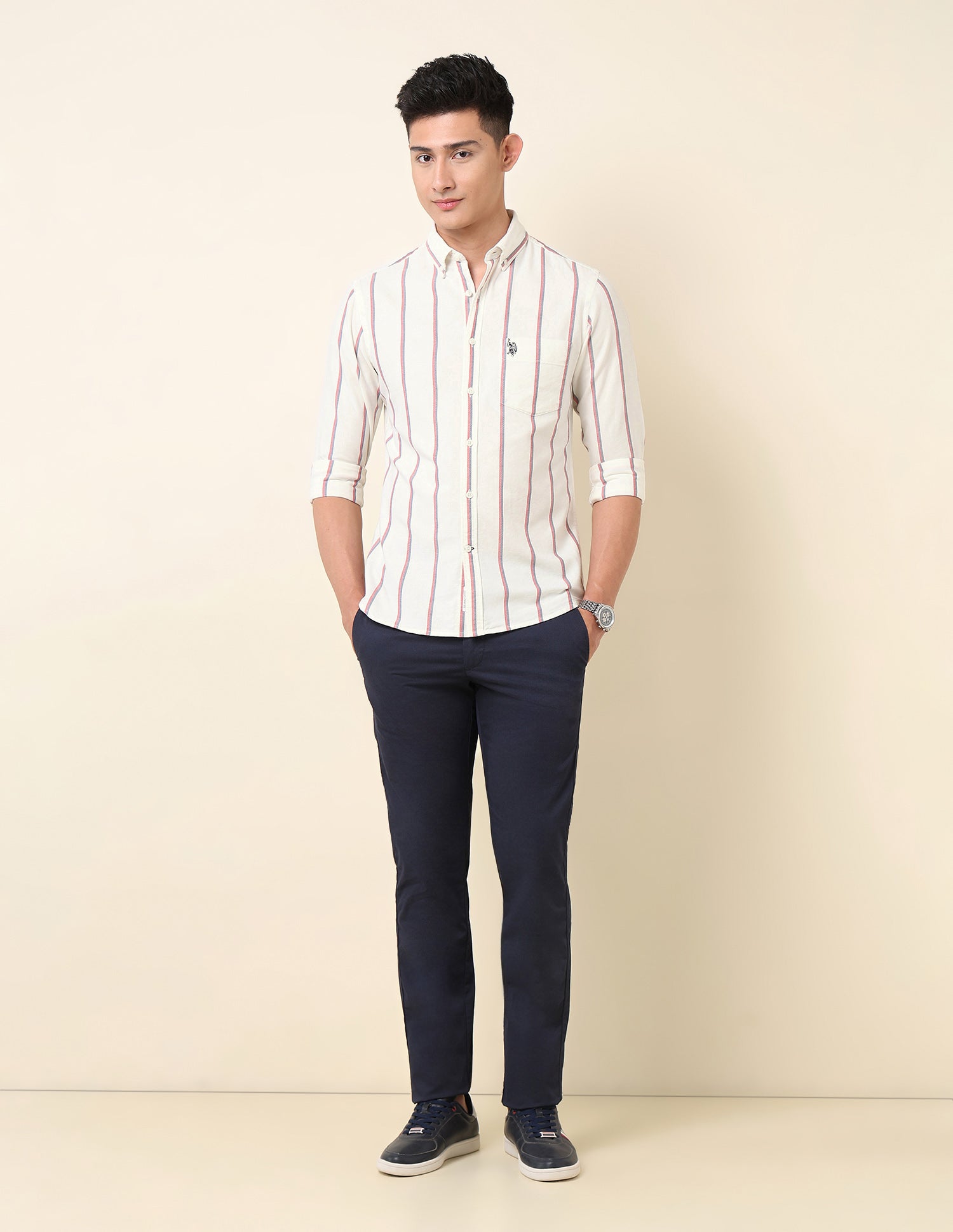 Vertical Striped Oxford Button-Down Shirt White - U.S. Polo Assn. India | Large