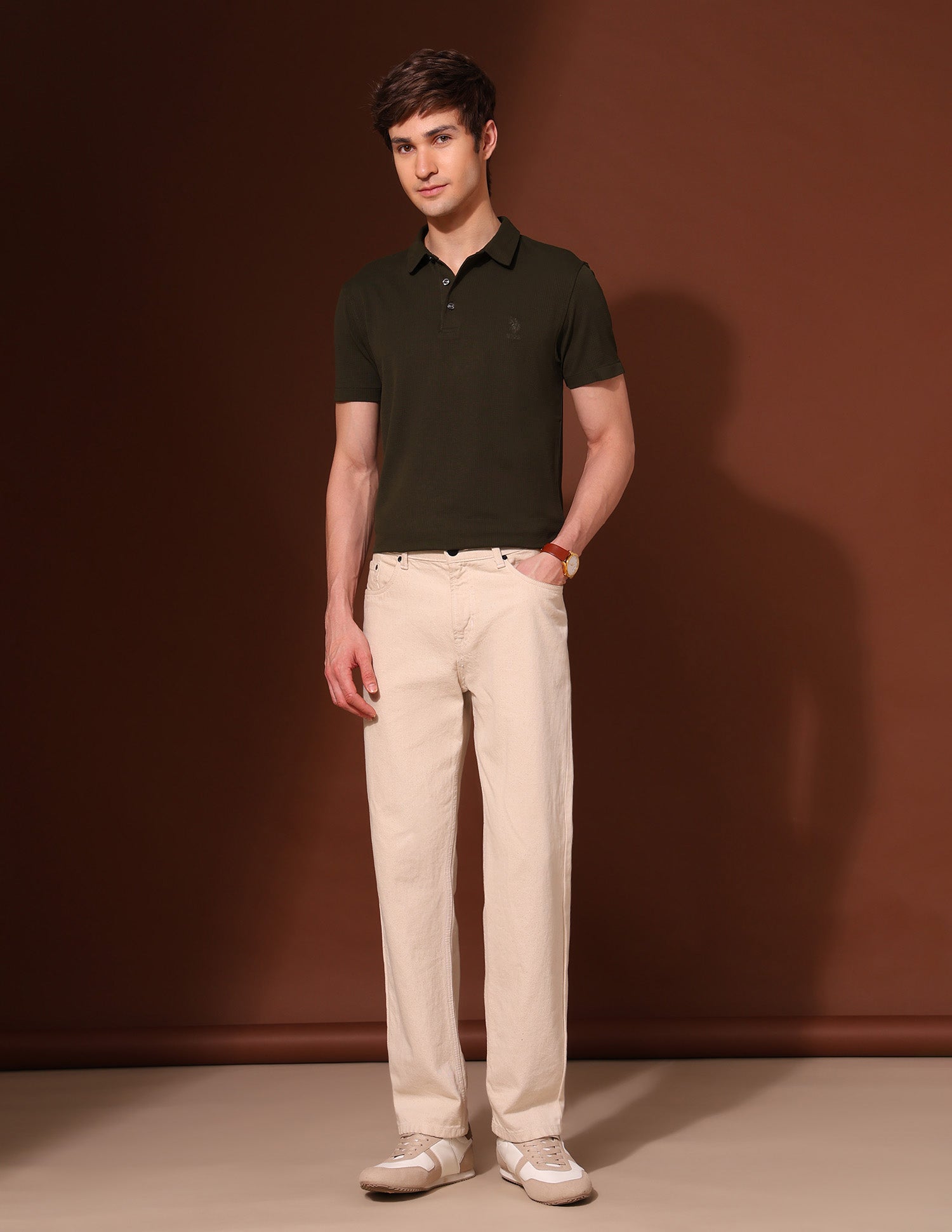 Textured Classic Polo Shirt Olive - U.S. Polo Assn. India | Large