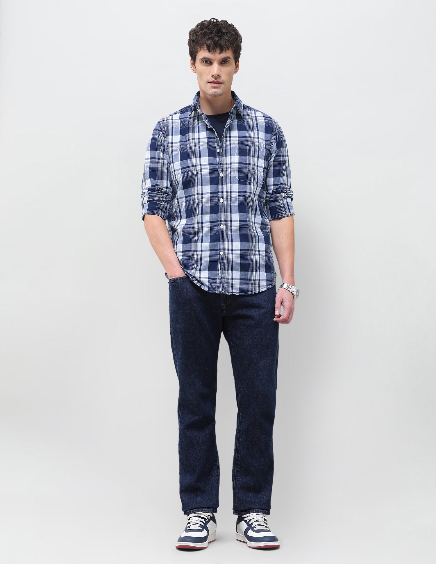 Twill Plaid Checked Shirt Navy - U.S. Polo Assn. India | Large