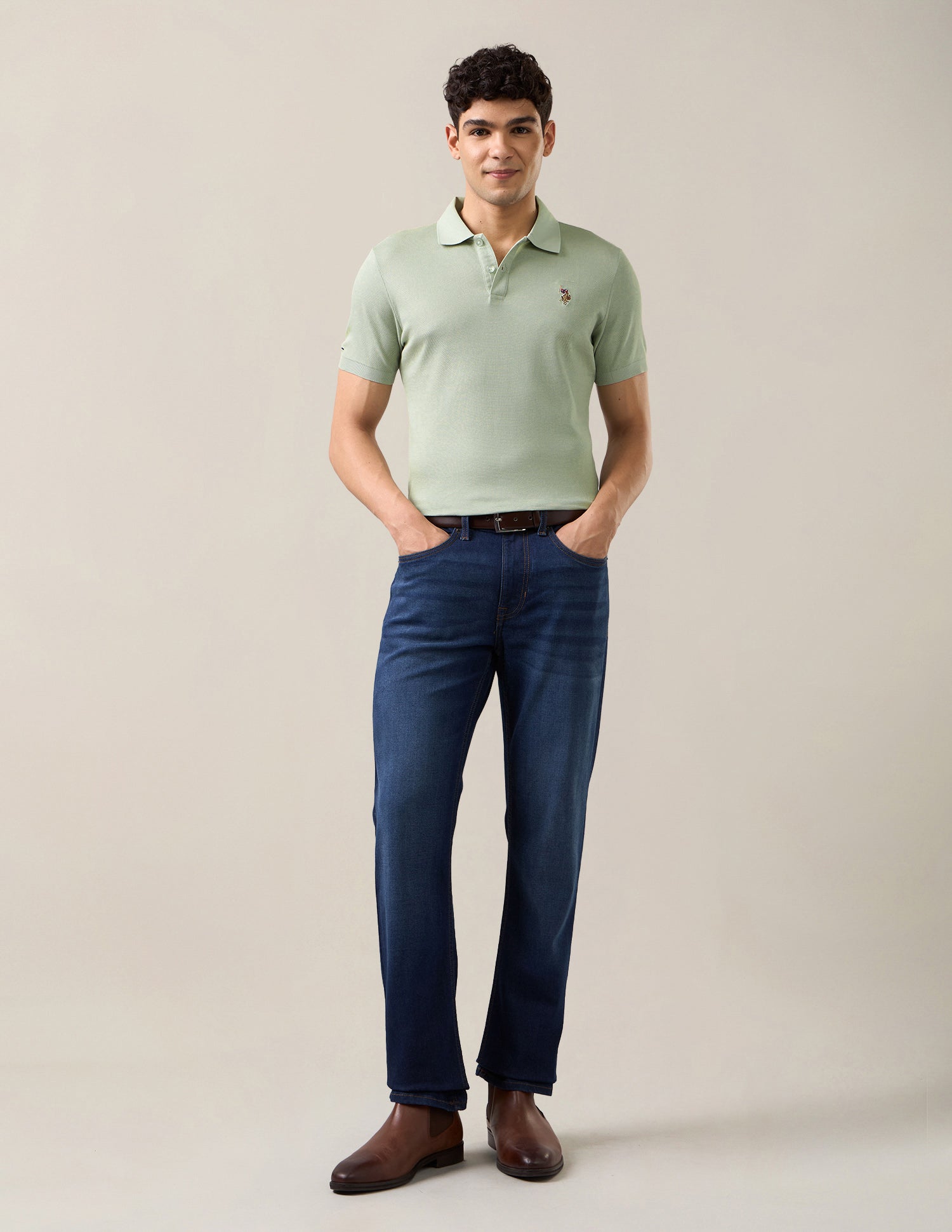 Solid Slim Fit Polo Shirt Light Green - U.S. Polo Assn. India | Large