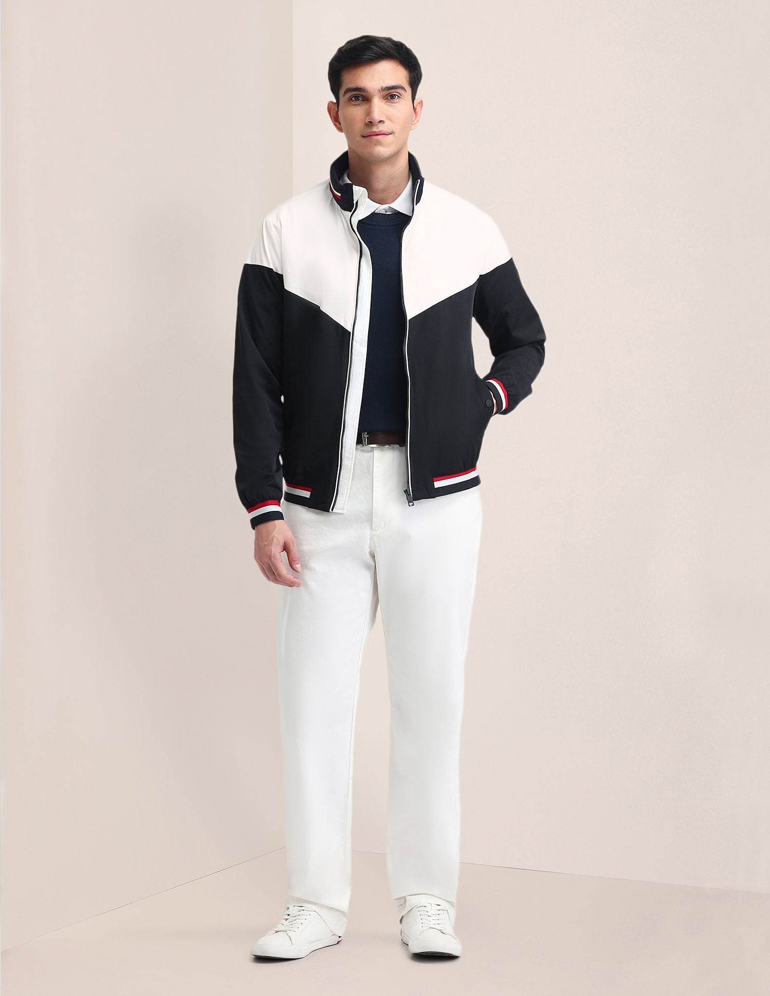 Regular Fit Colourblocked Bomber Jacket White - U.S. POLO ASSN. | Large