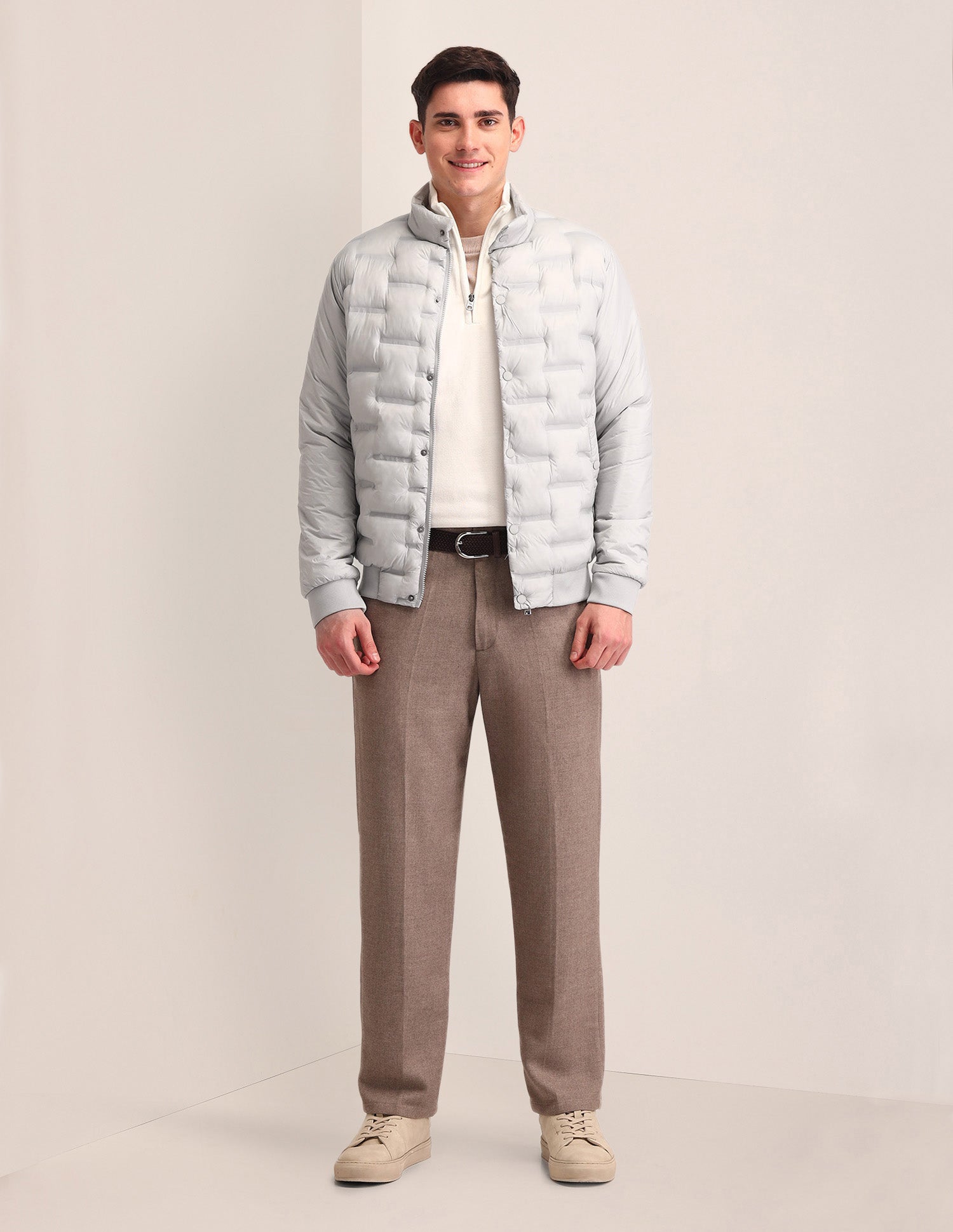 Solid Quilted Jacket Light-Grey - U.S. POLO ASSN. | Large