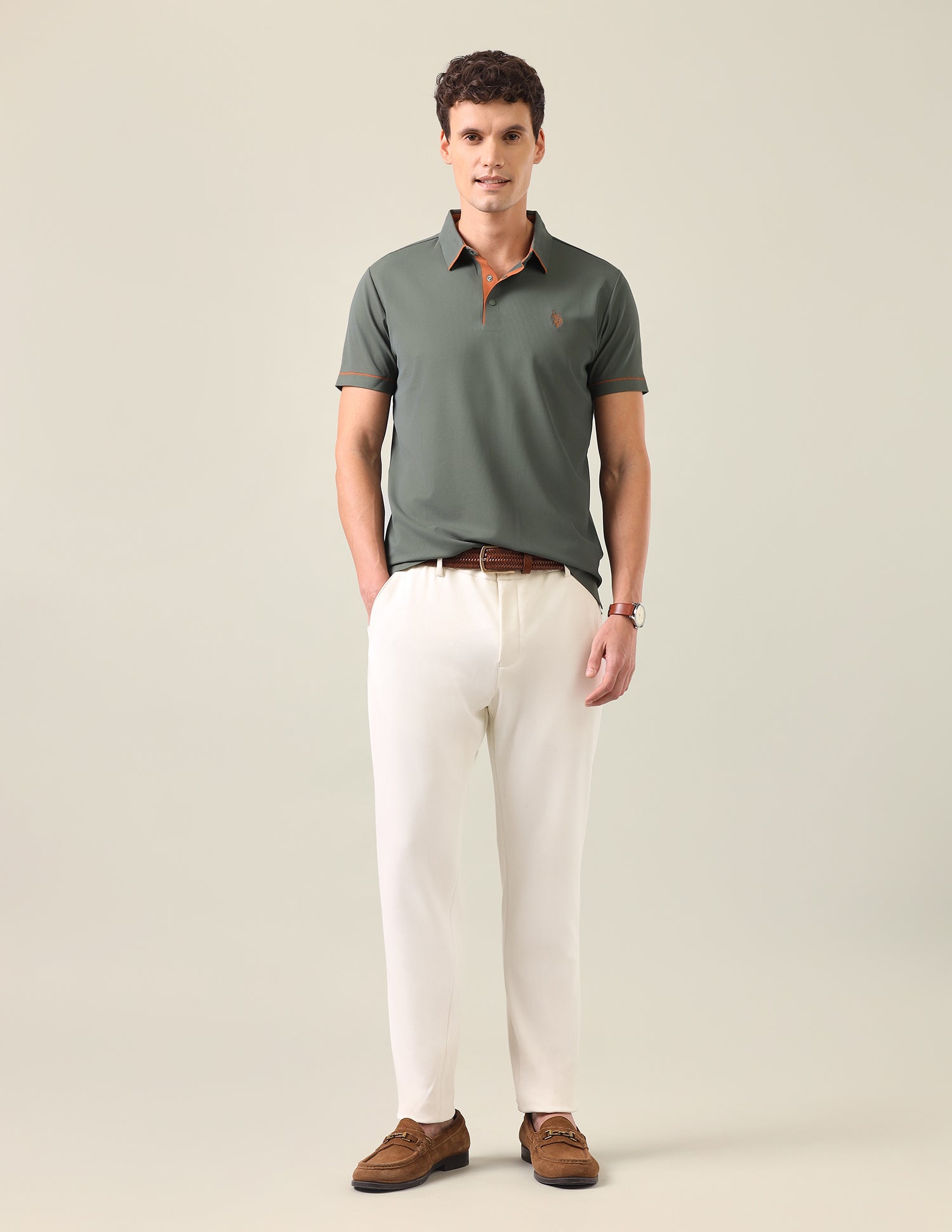 Solid Slim Fit T-Shirt Green - U.S. Polo Assn. India | Large