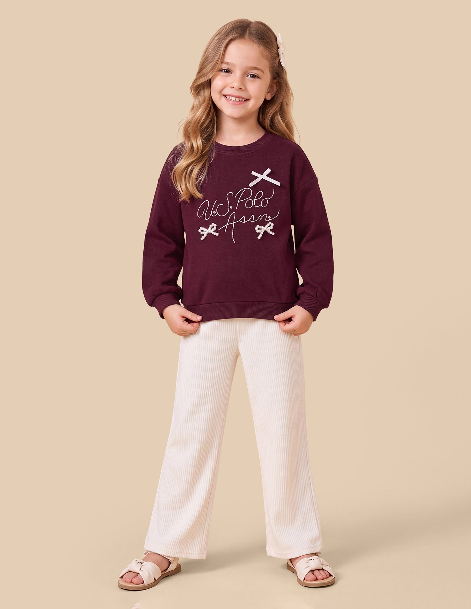 Brand Embroidered Relaxed Fit Sweatshirt Maroon - U.S. Polo Assn. India | Large